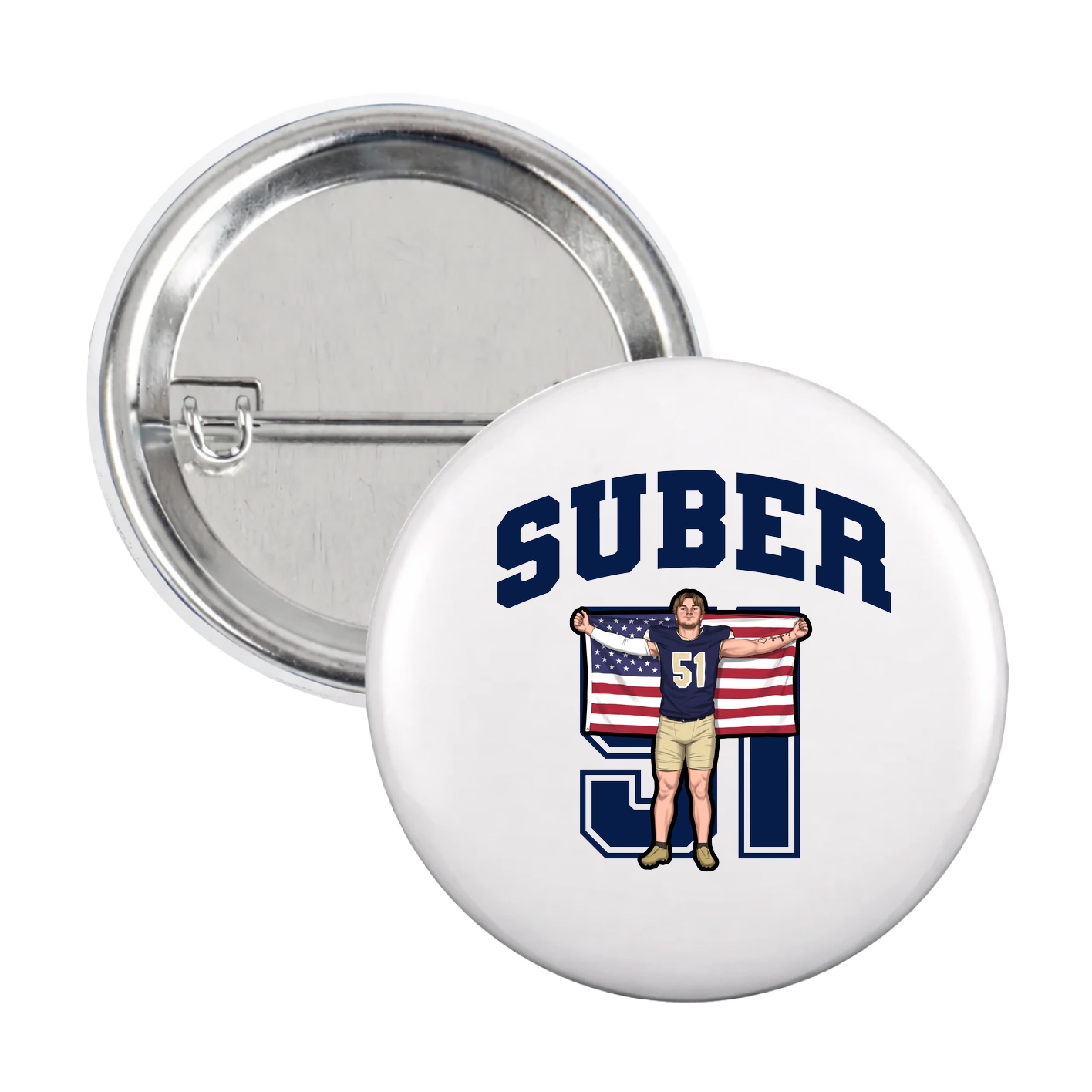 Game Day Button — Number in White
