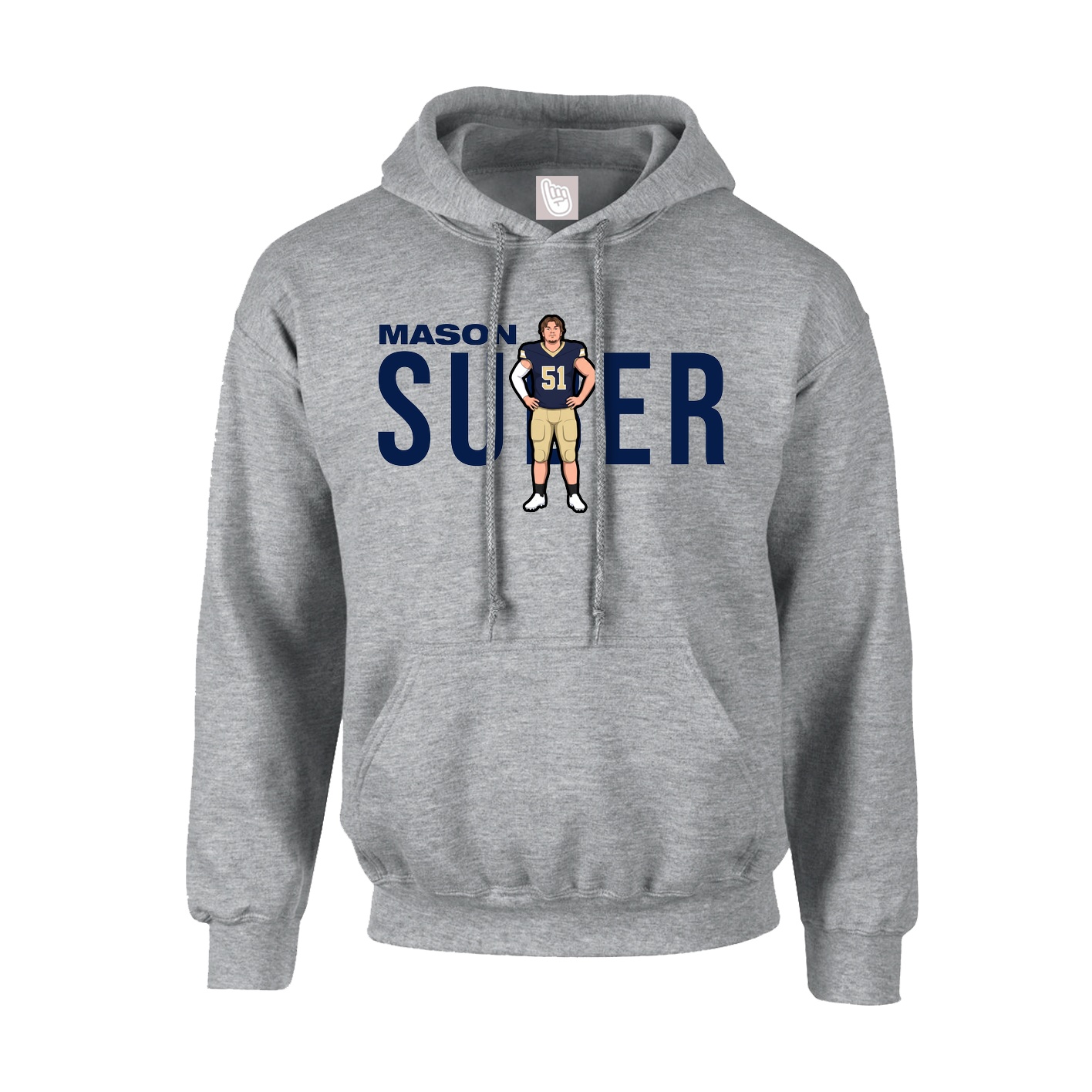 Youth Hoodie — Player Name in Grey