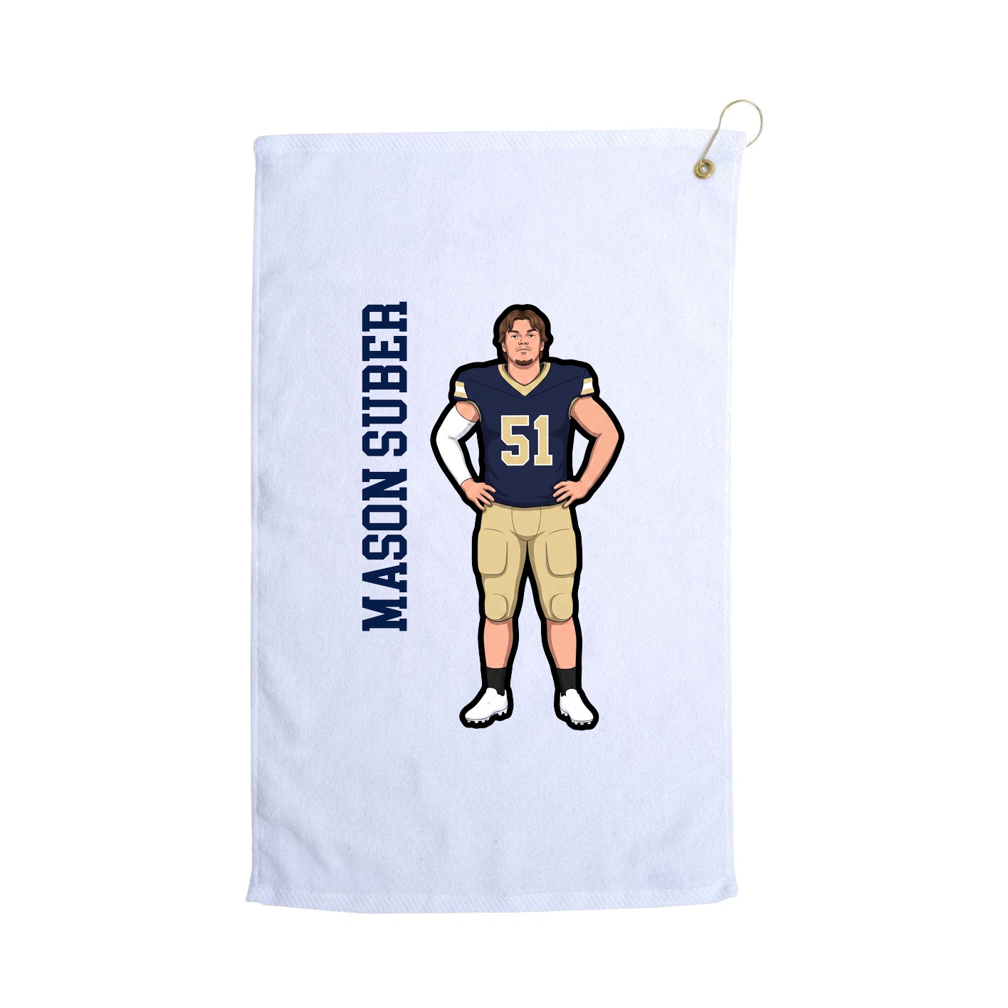 Golf Towel — Name Vertical in White
