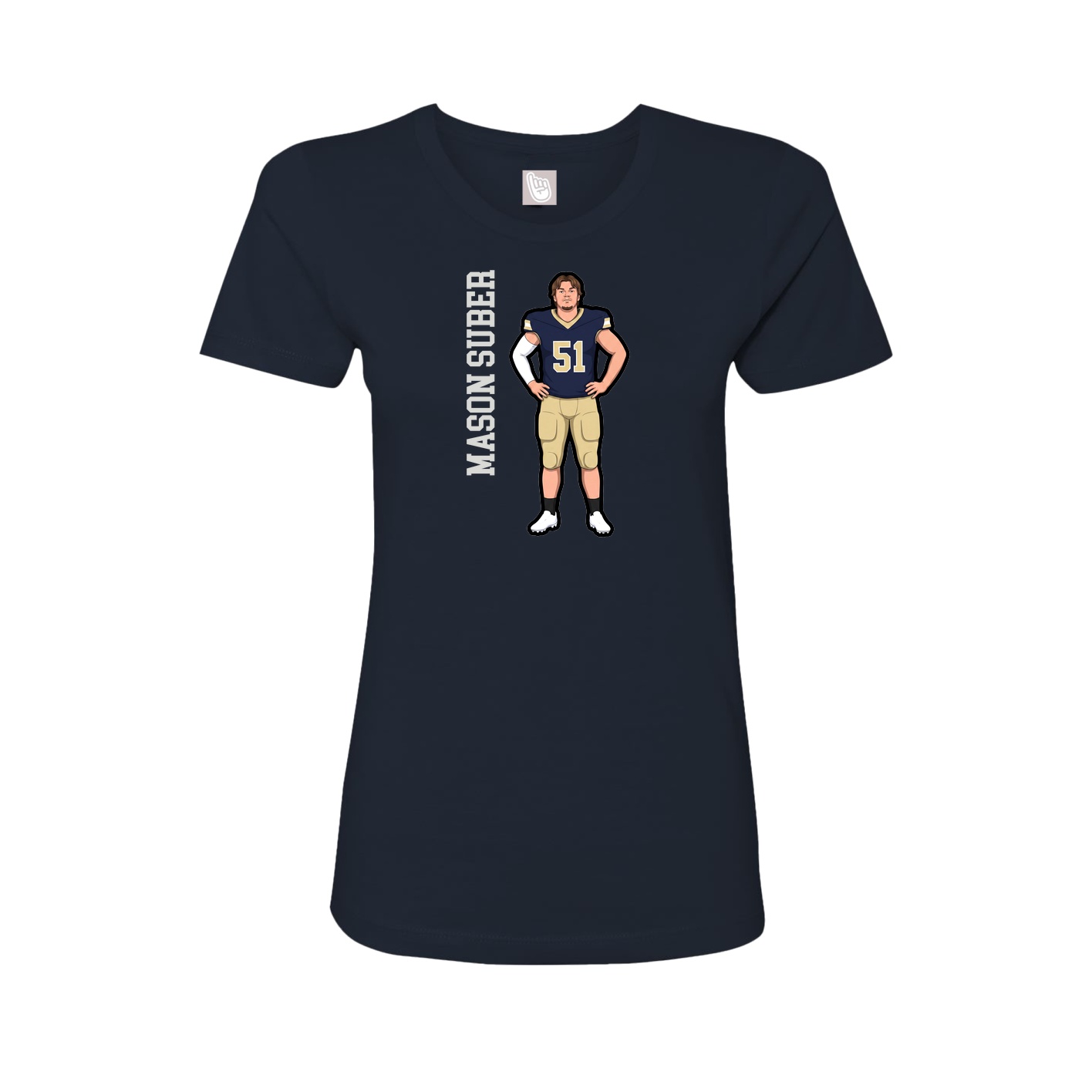 Fitted Women's Tee — Name Vertical in Navy