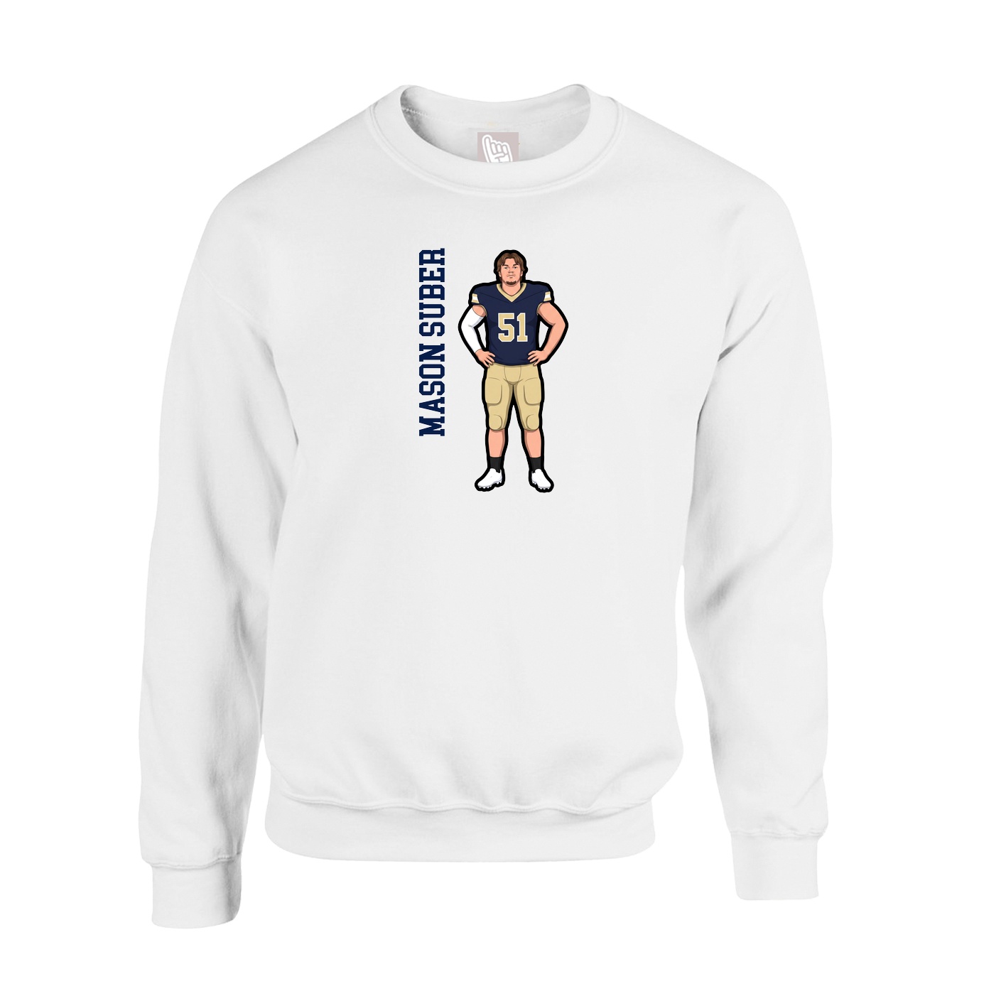 Fleece Crew — Name Vertical in White