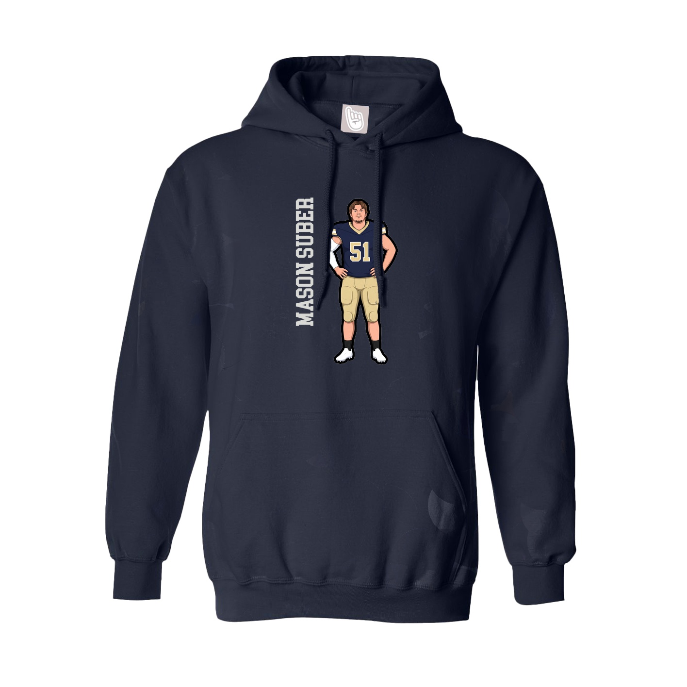 Youth Hoodie — Name Vertical in Navy