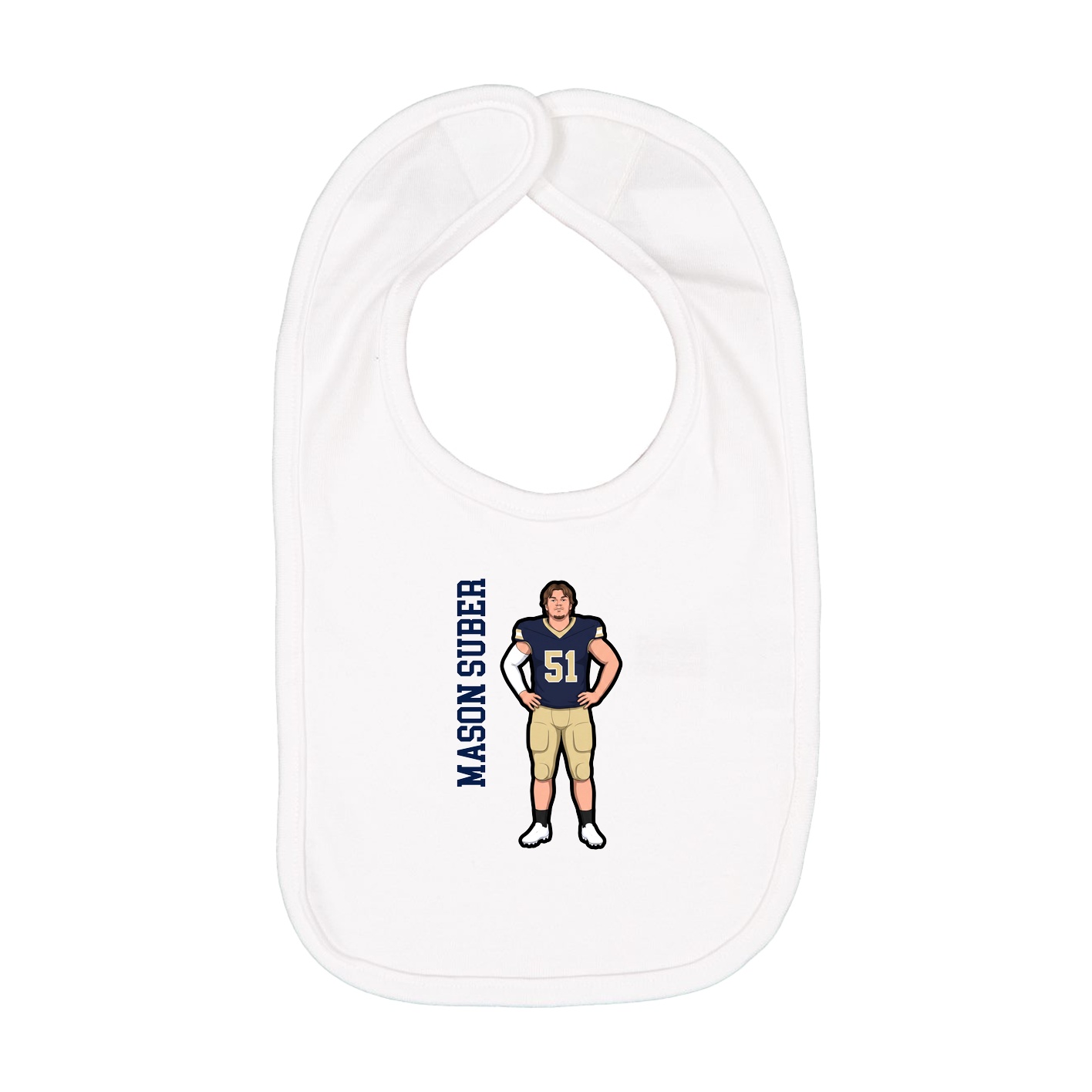 Infant Bib — Name Vertical in White