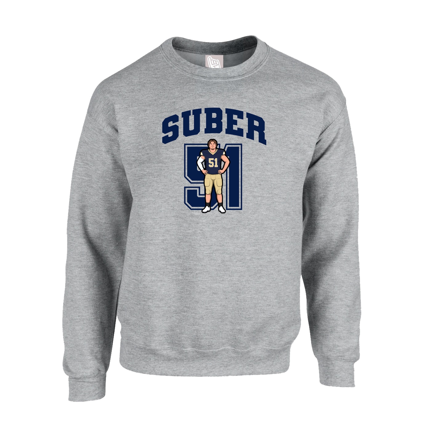 Fleece Crew — Number in Grey