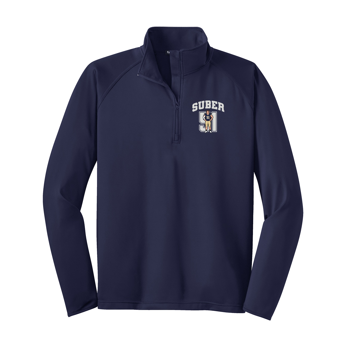 Q-Zip Pullover — Number in Navy