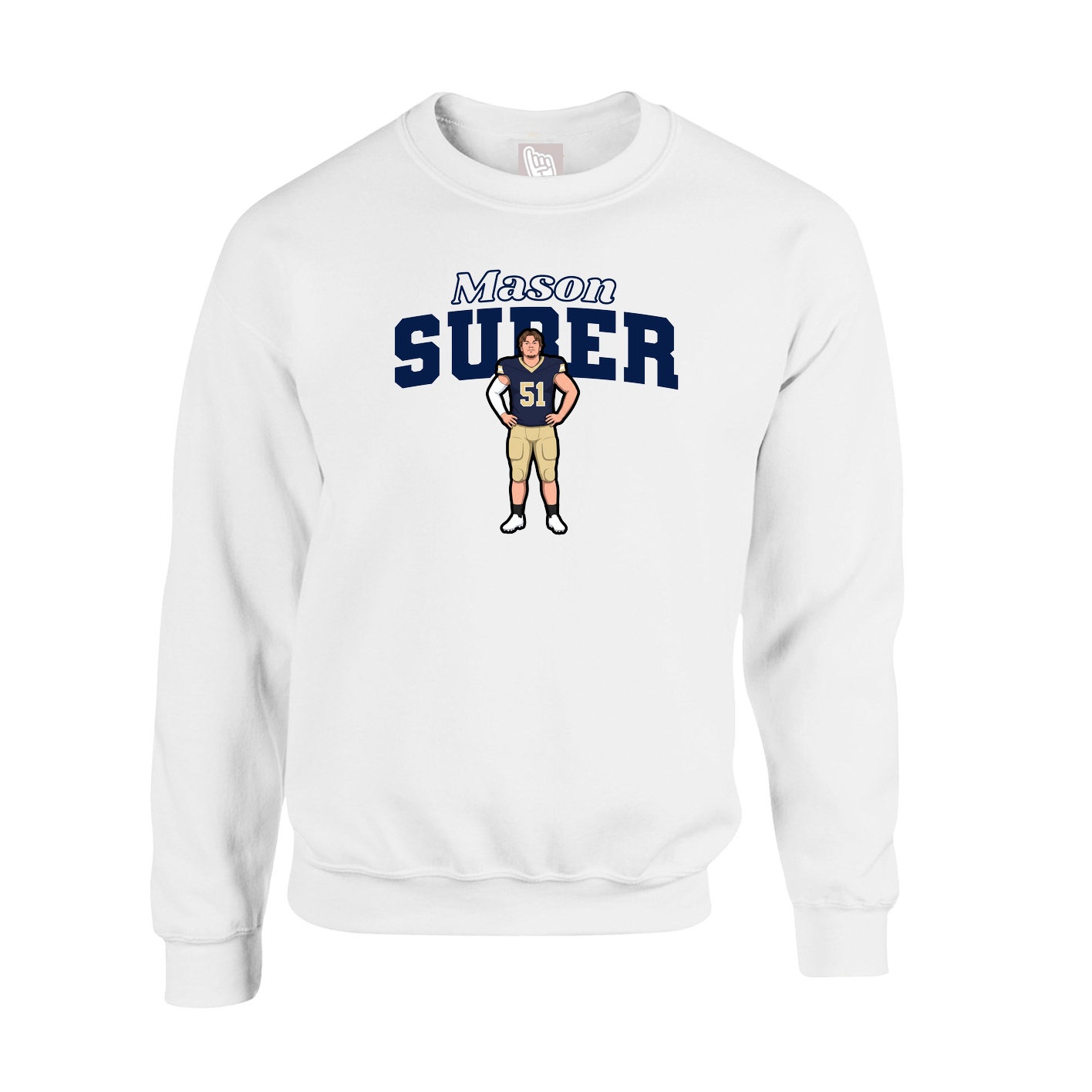 Fleece Crew — Name Arch in White