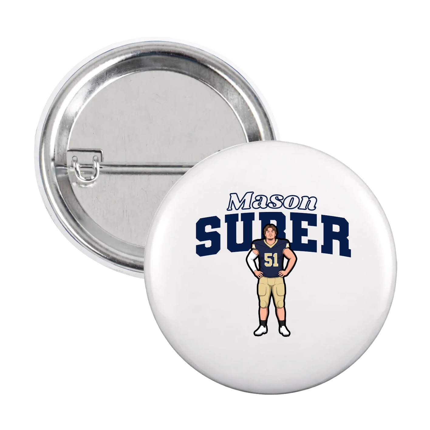 Game Day Button — Name Arch in White