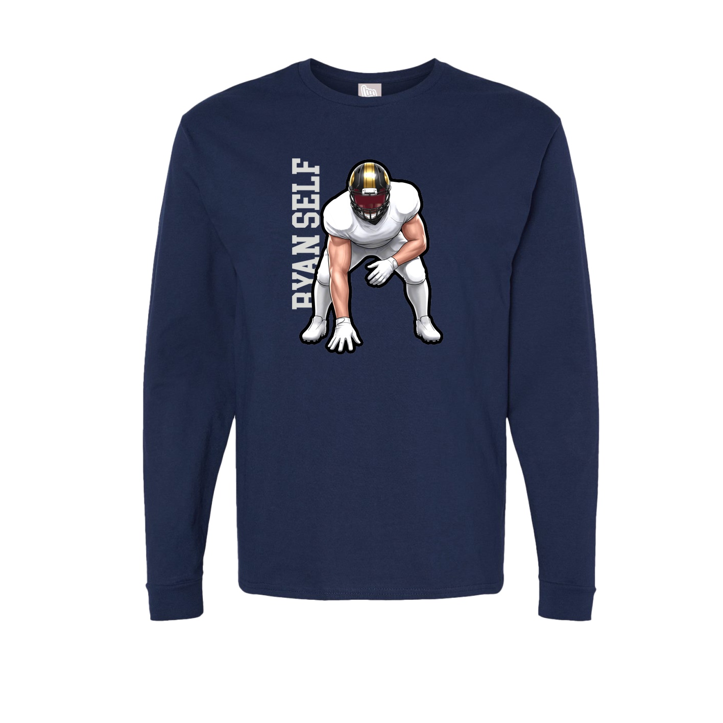 Long Sleeve Tee — Name Vertical in Navy