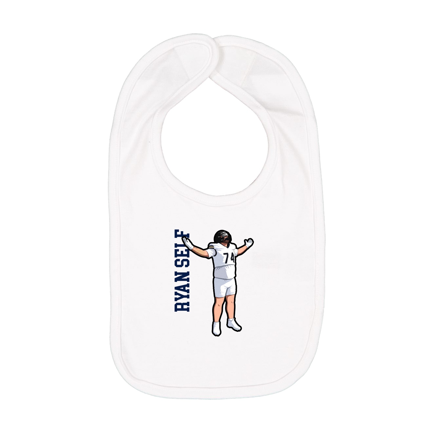 Infant Bib — Name Vertical in White