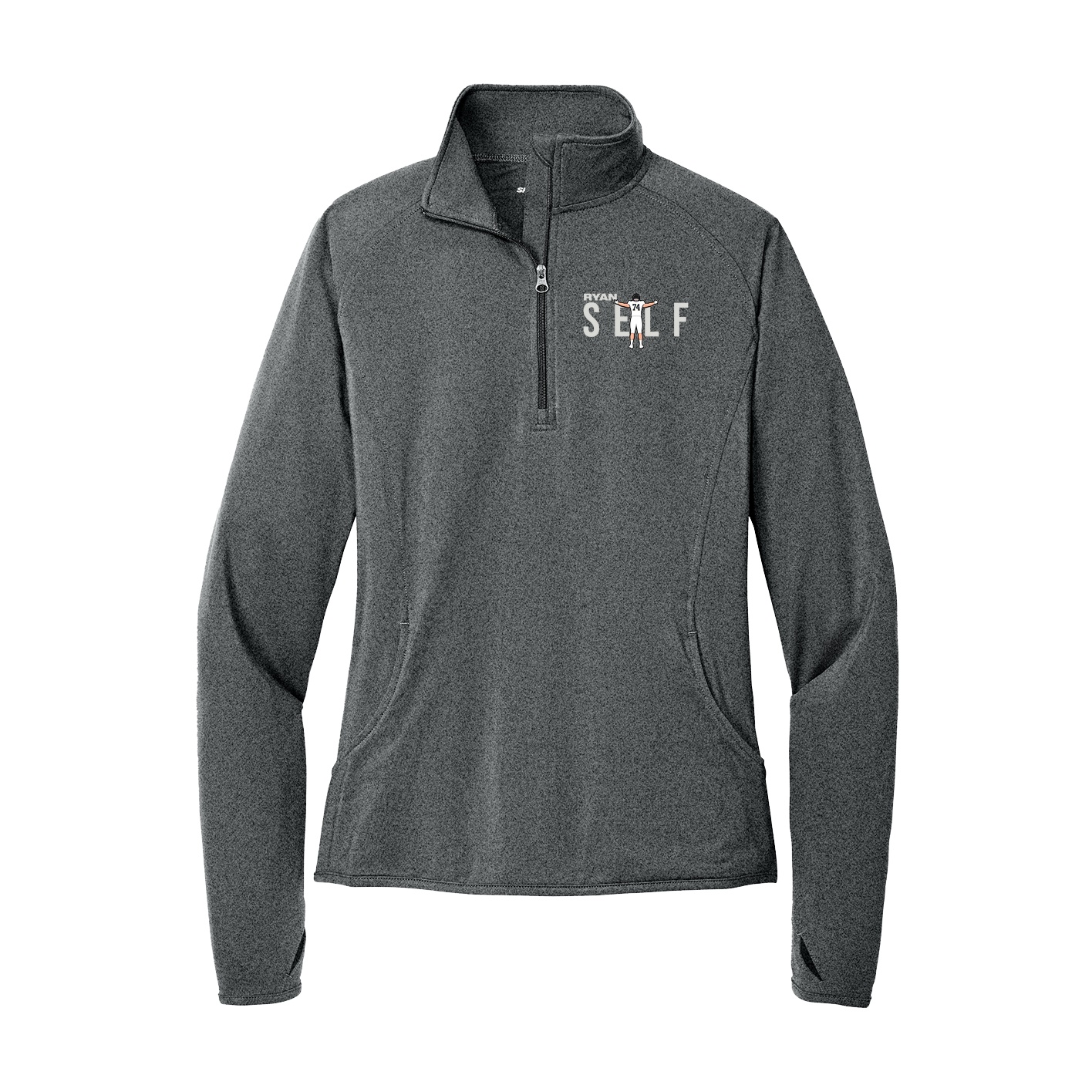 Women's Q-Zip Pullover — Player Name in Grey