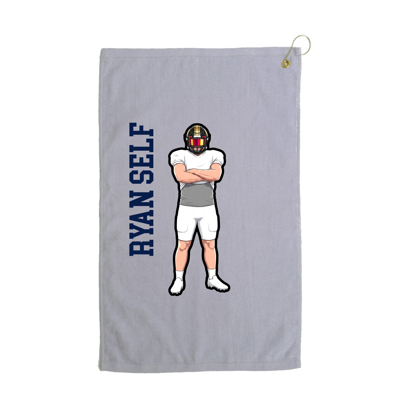 Golf Towel — Name Vertical in Grey