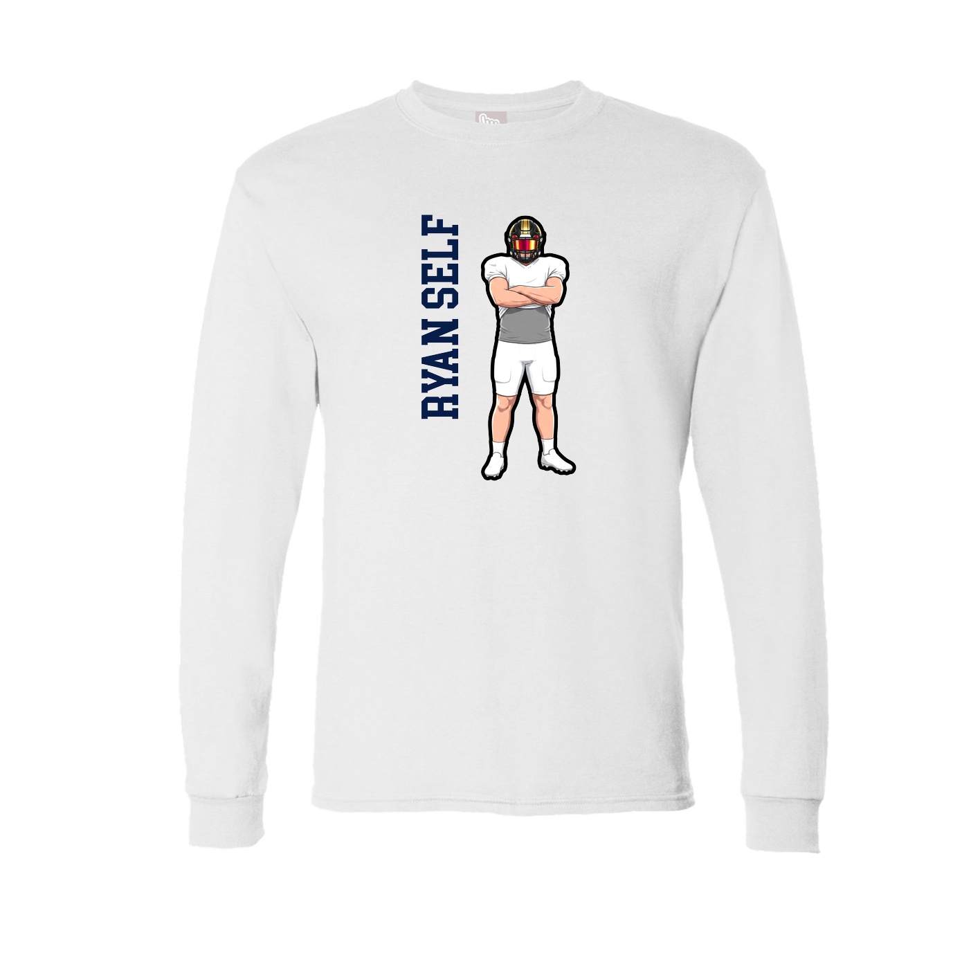 Long Sleeve Tee — Name Vertical in White