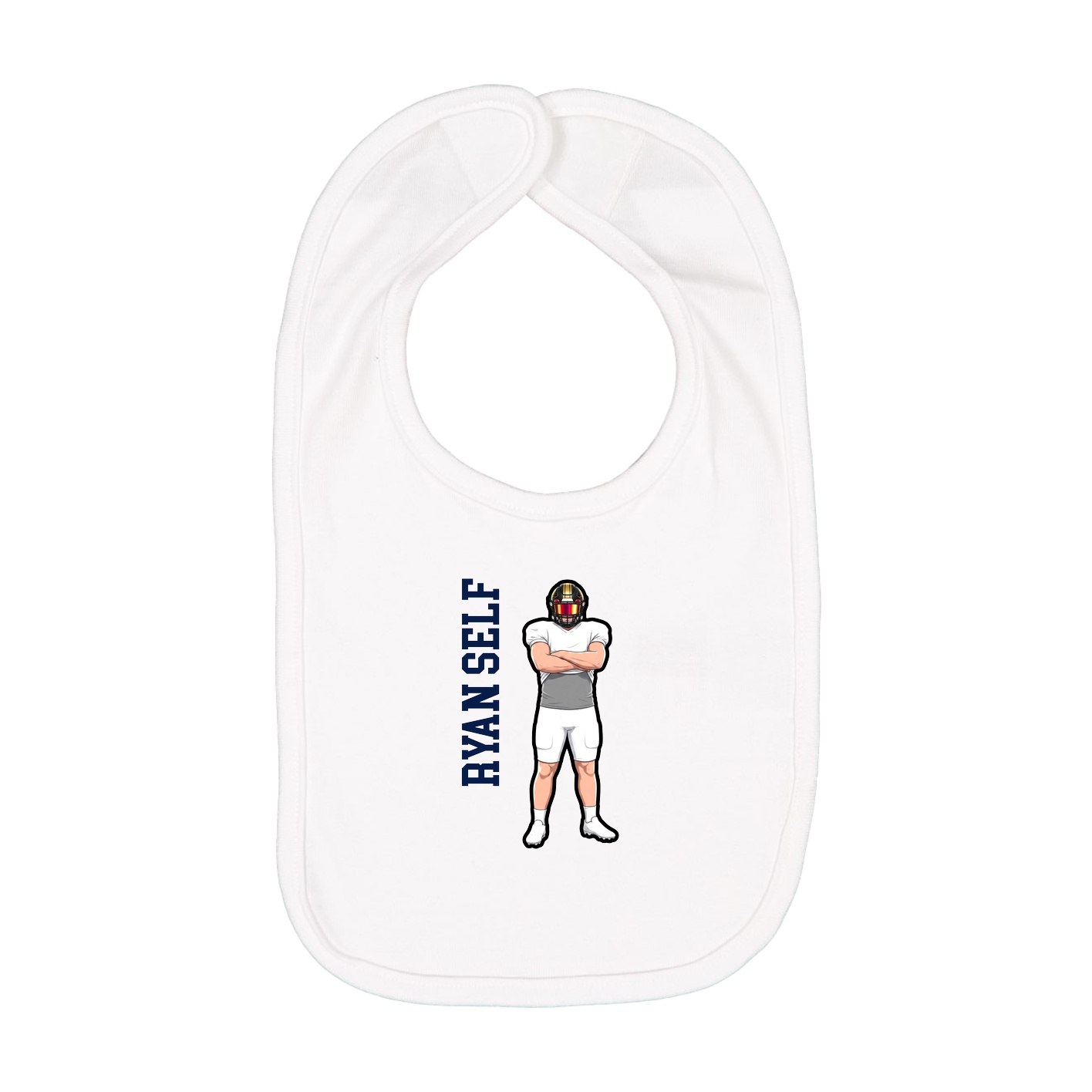 Infant Bib — Name Vertical in White
