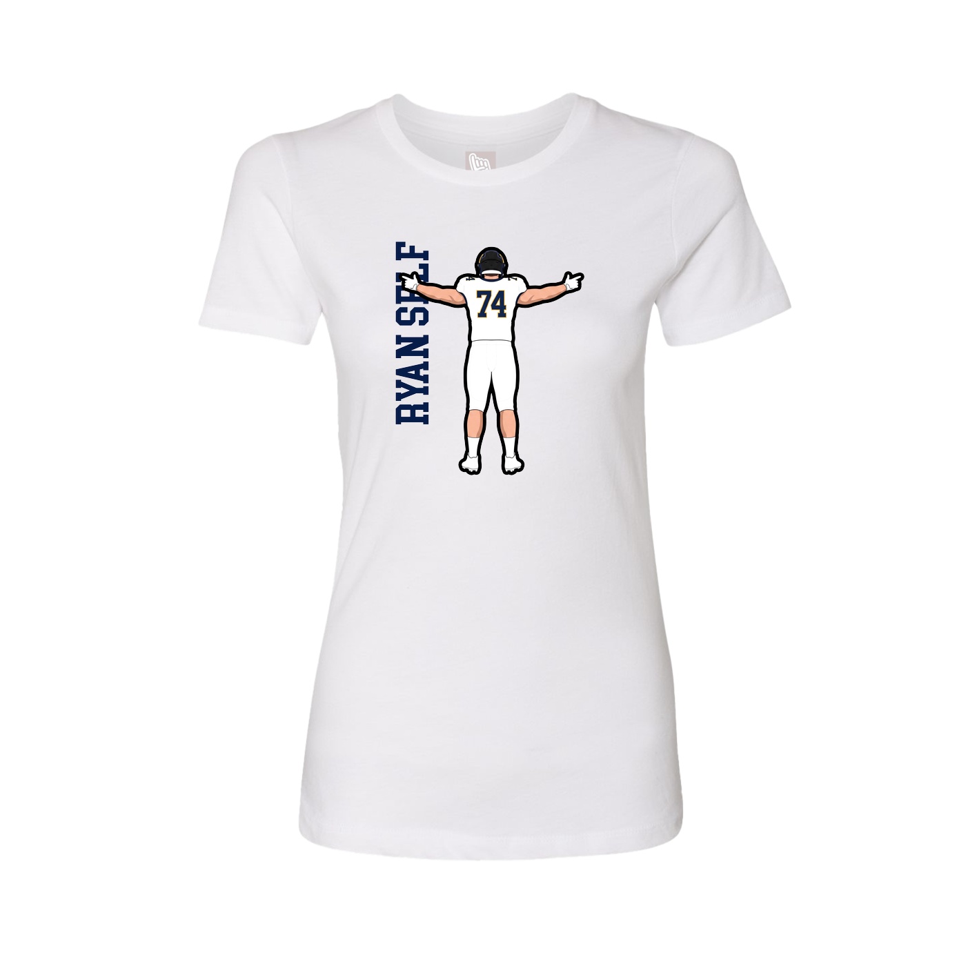 Fitted Women's Tee — Name Vertical in White