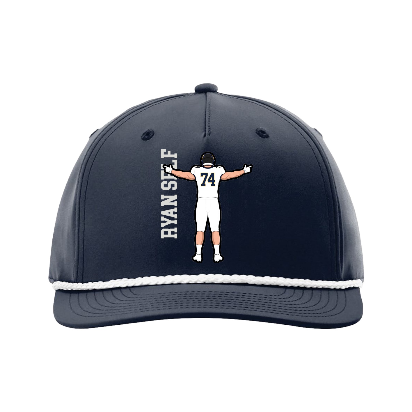 Five-Panel Classic Rope Cap — Name Vertical in Navy