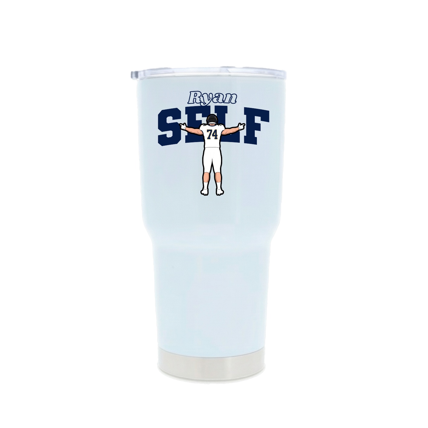 30oz Stainless Steel Tumbler — Name Arch in White