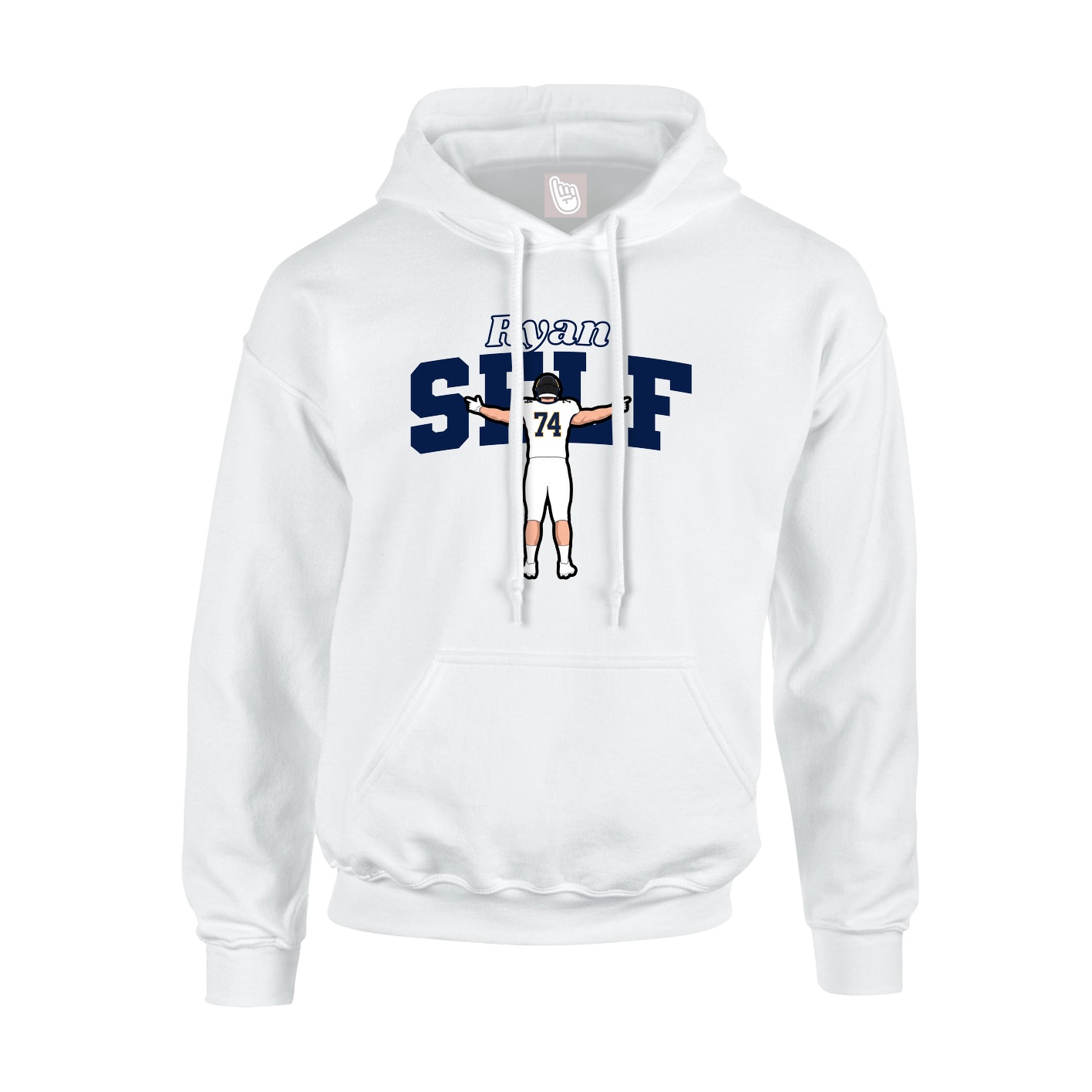 Youth Hoodie — Name Arch in White