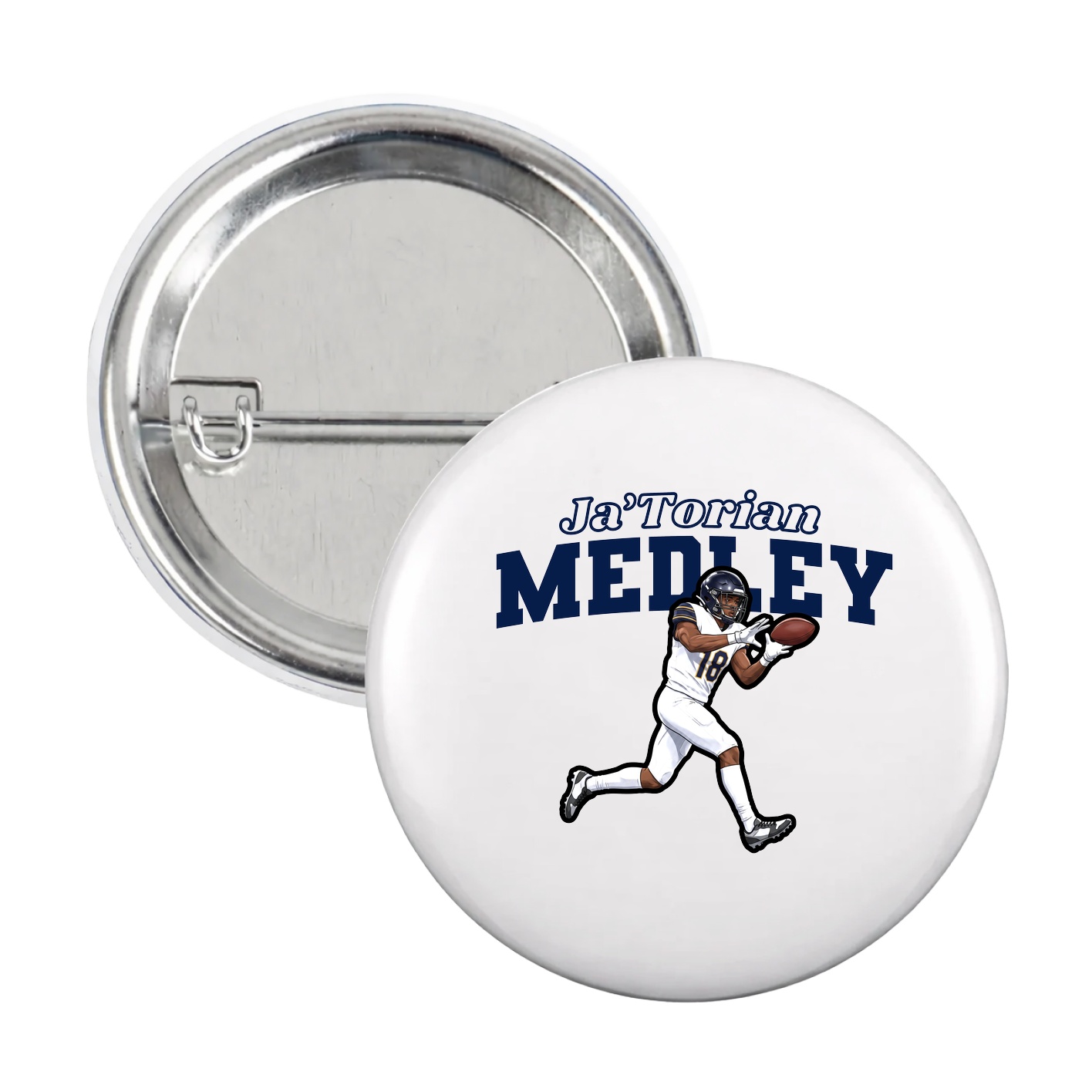 Game Day Button — Name Arch in White