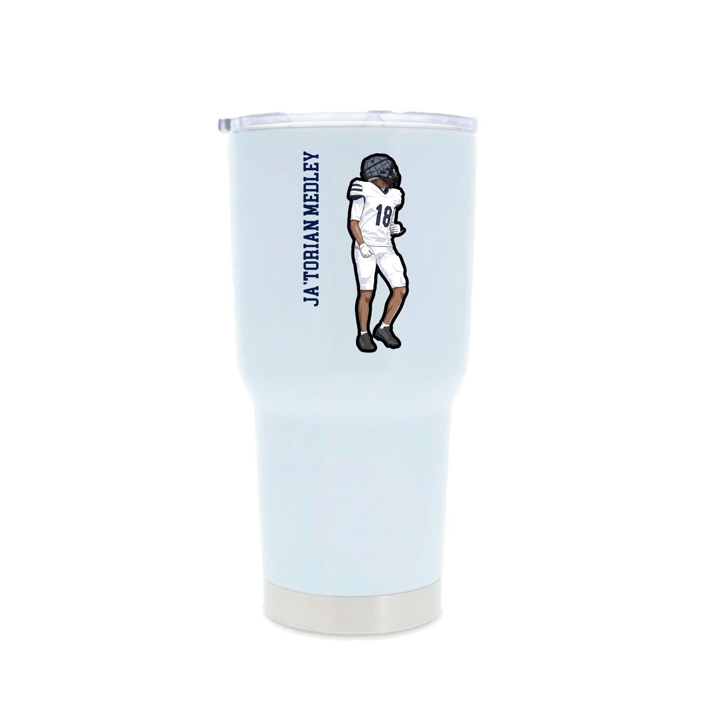 30oz Stainless Steel Tumbler — Name Vertical in White