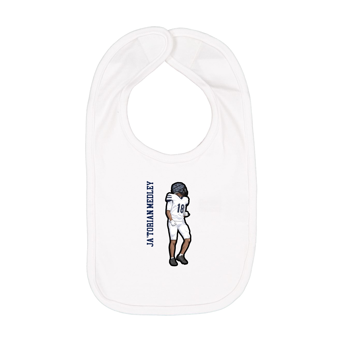 Infant Bib — Name Vertical in White