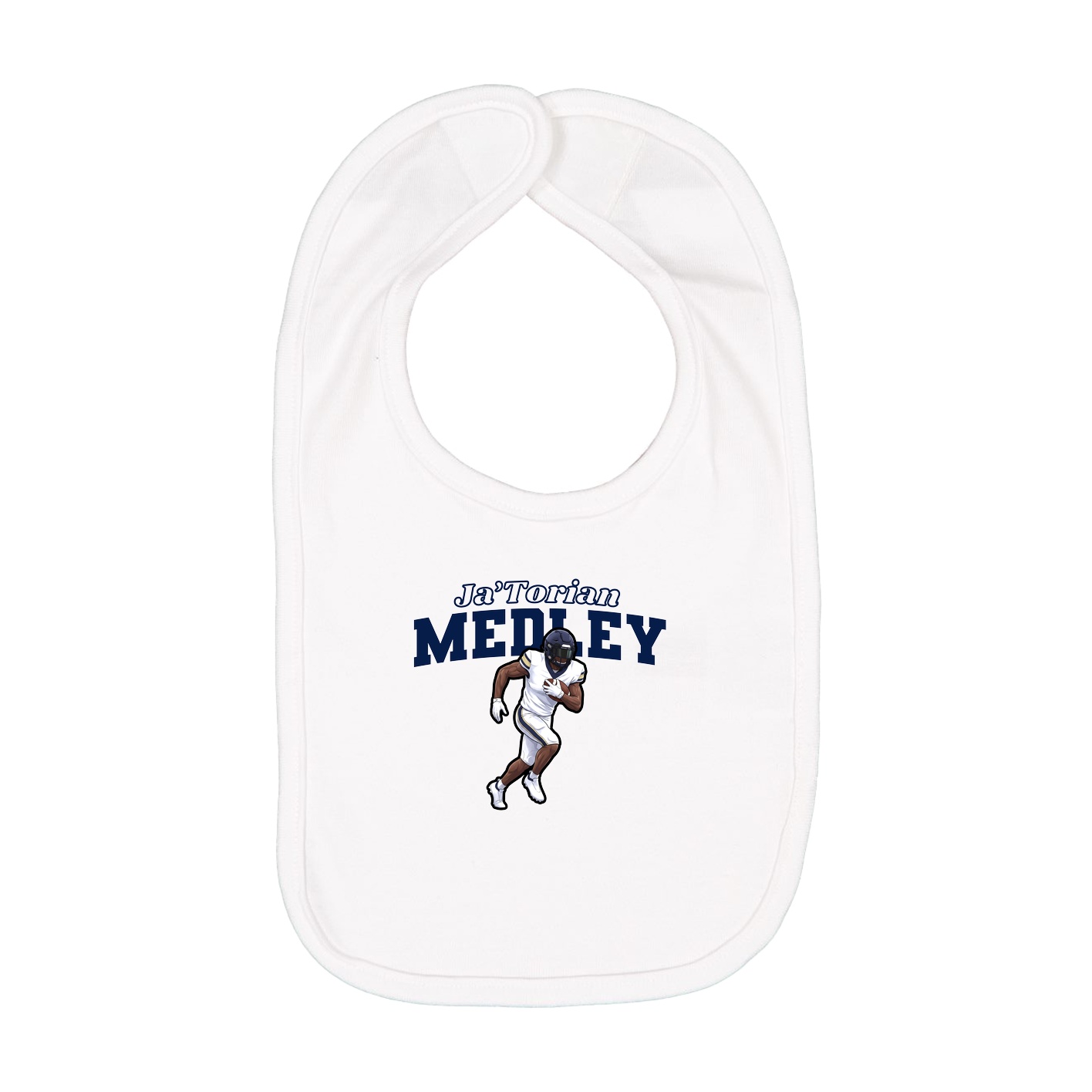 Infant Bib — Name Arch in White