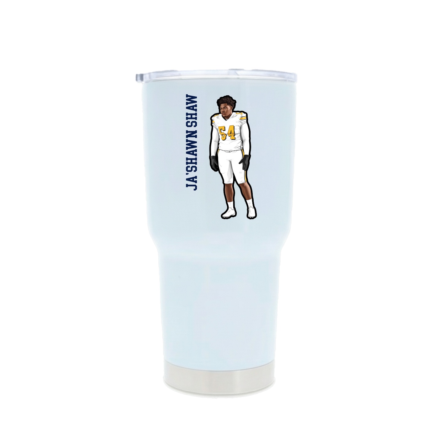 30oz Stainless Steel Tumbler — Name Vertical in White