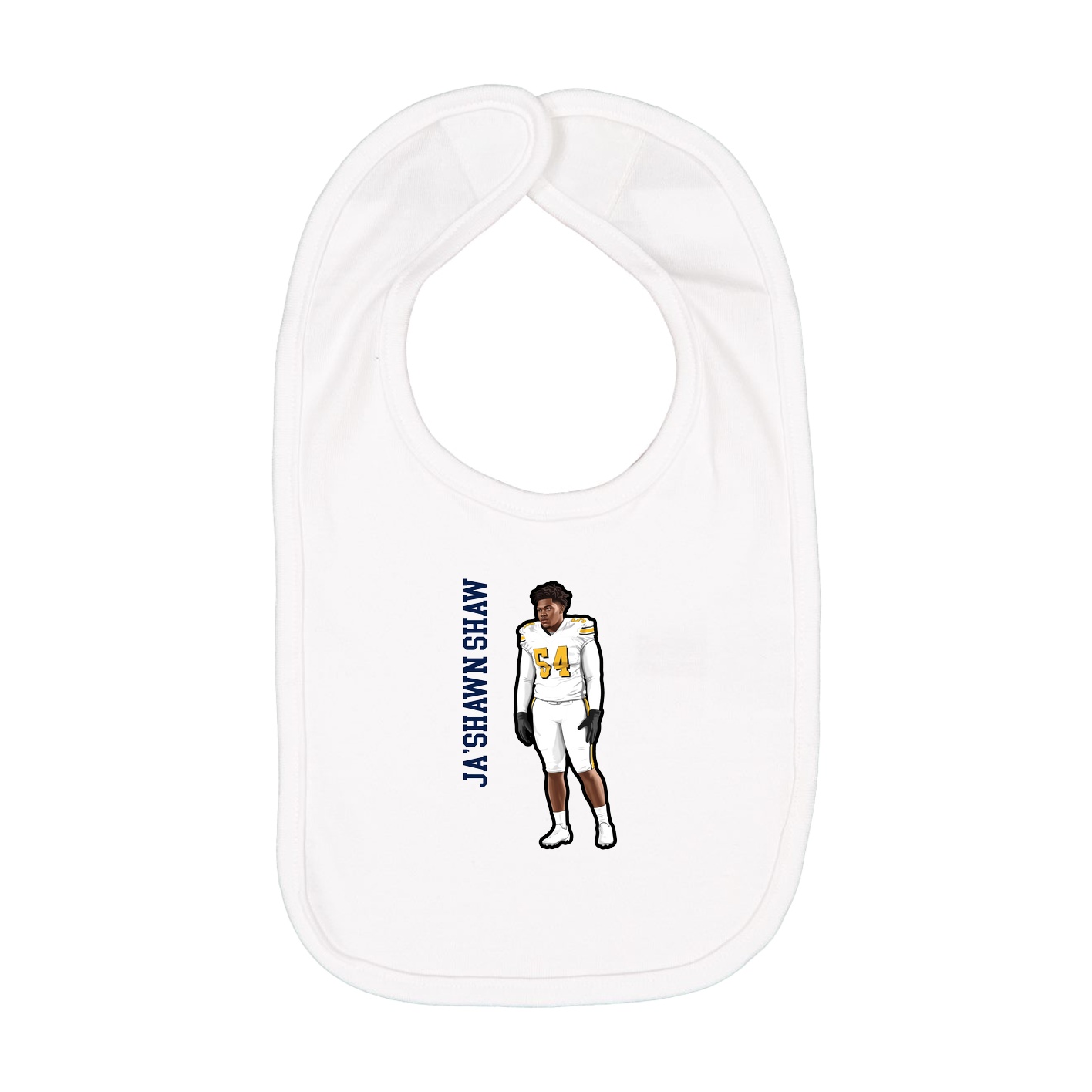 Infant Bib — Name Vertical in White
