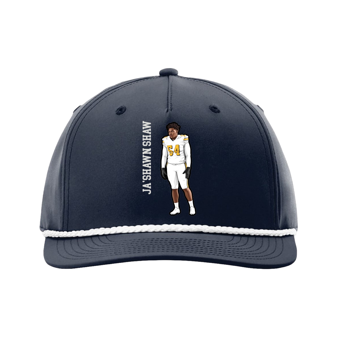 Five-Panel Classic Rope Cap — Name Vertical in Navy