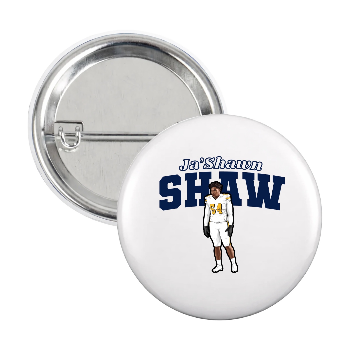 Game Day Button — Name Arch in White