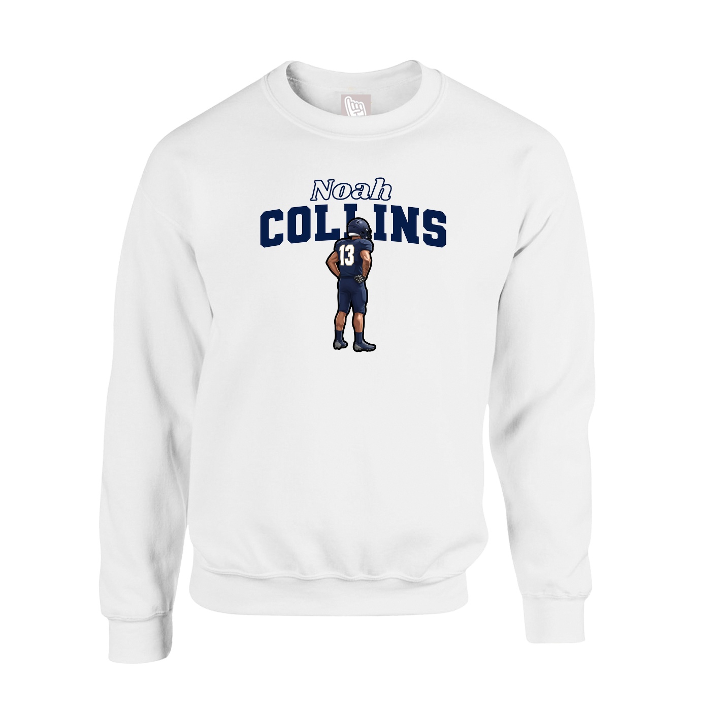 Fleece Crew — Name Arch in White