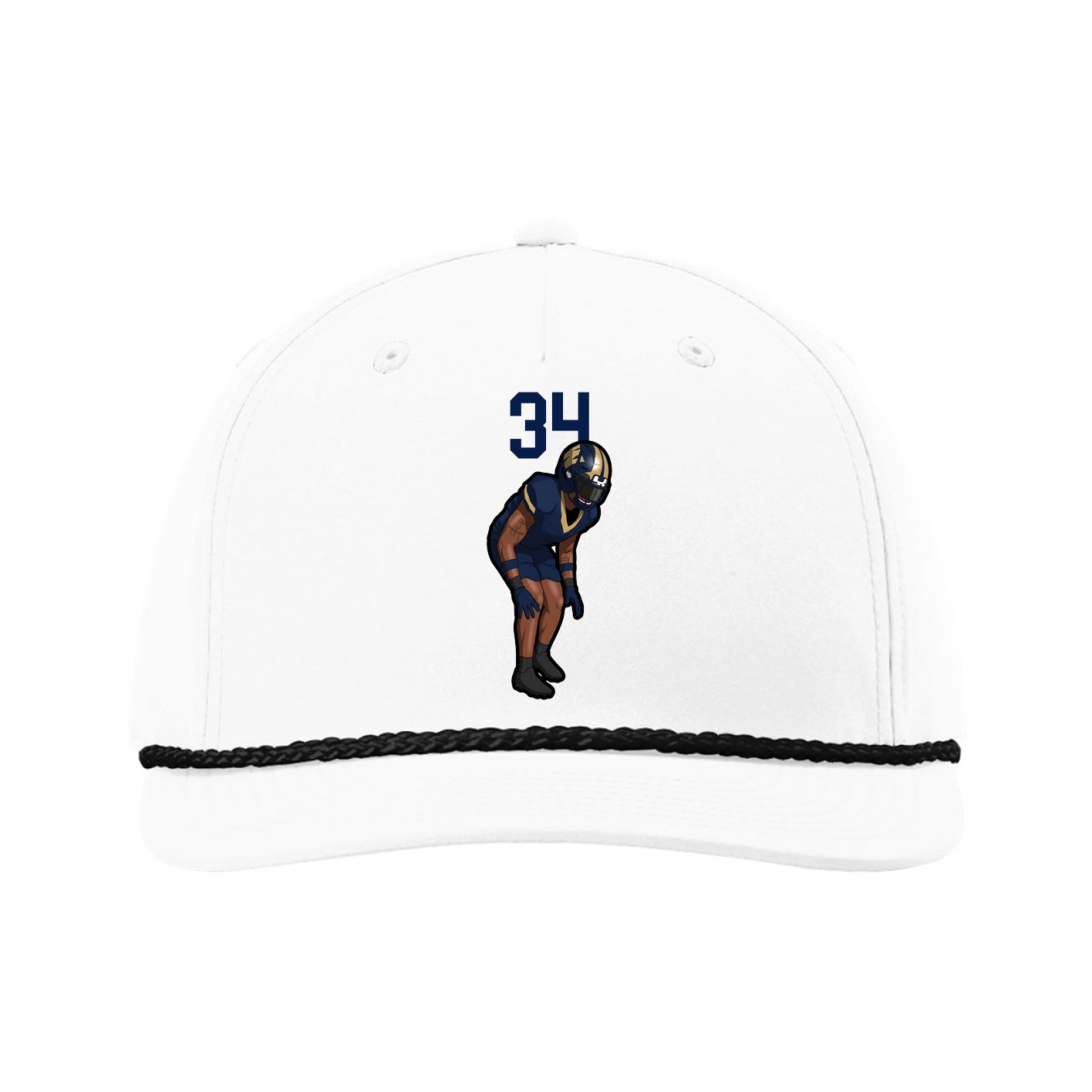 Five-Panel Classic Rope Cap — Number Top in White