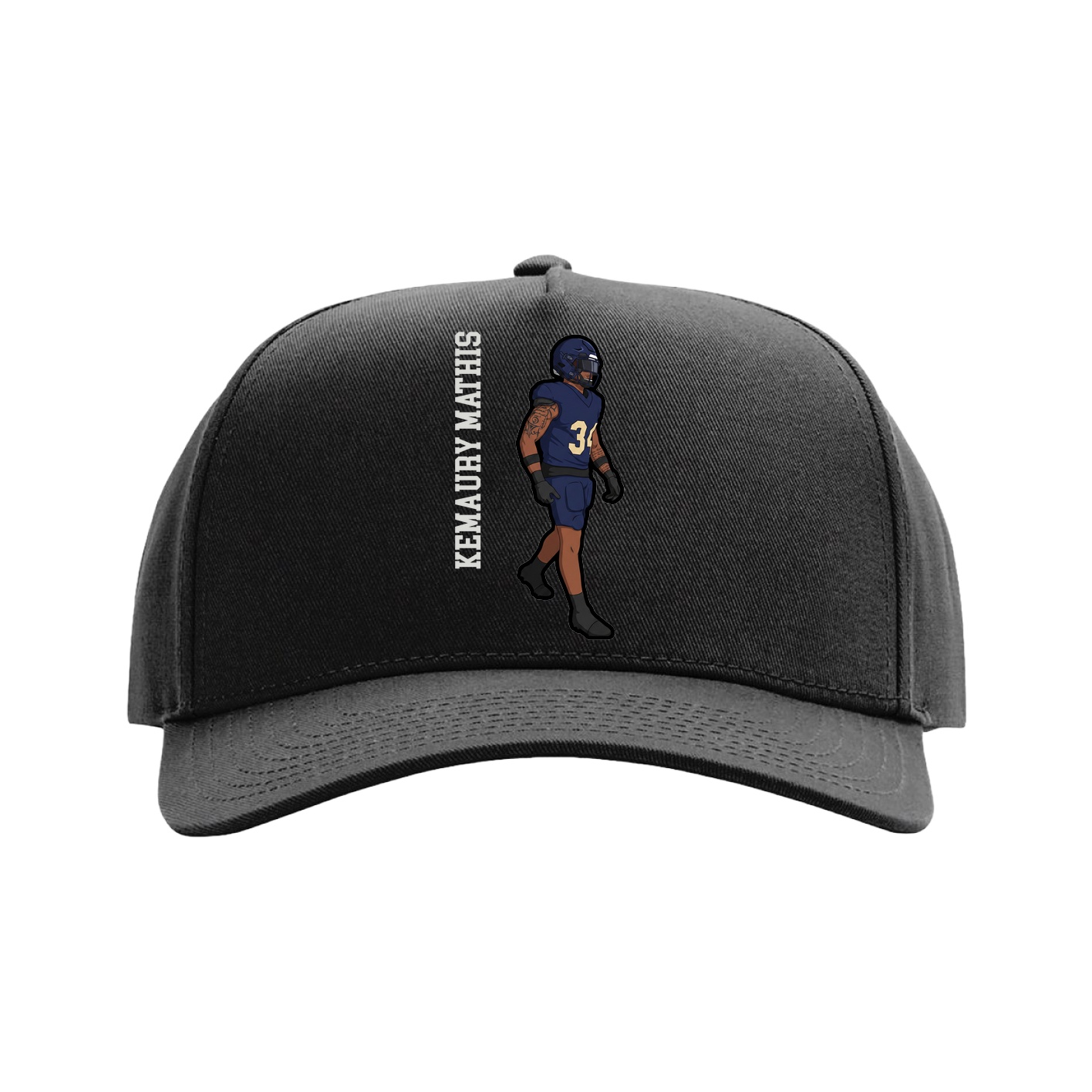 Full Fabric Five-Panel Champ Cap — Name Vertical in Black