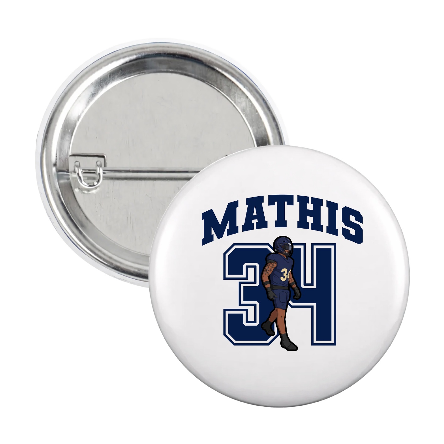 Game Day Button — Number in White