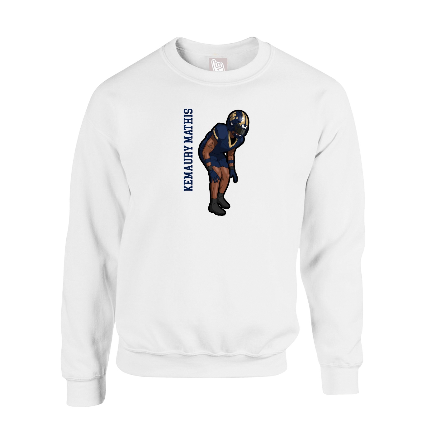 Fleece Crew — Name Vertical in White