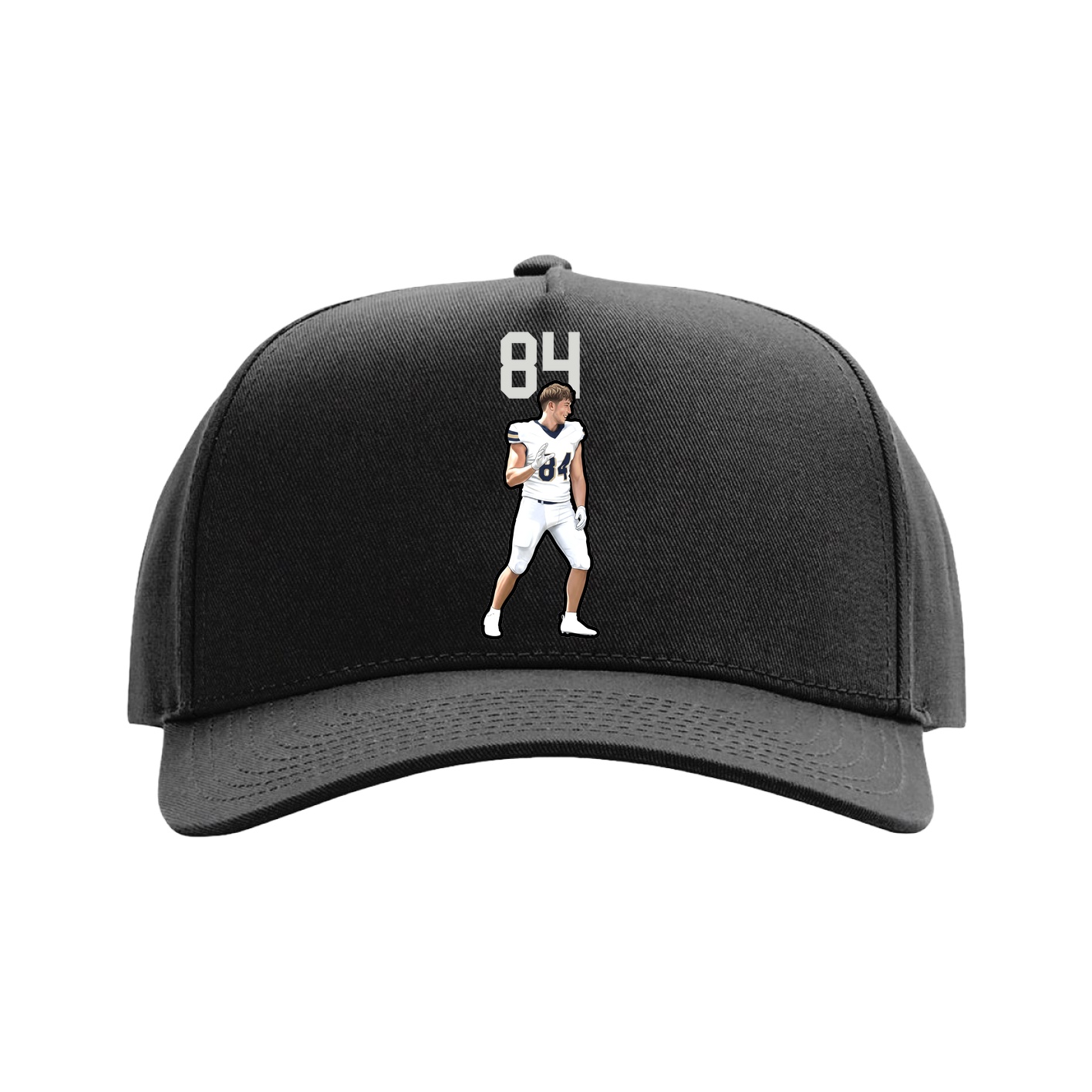 Full Fabric Five-Panel Champ Cap — Number Top in Black