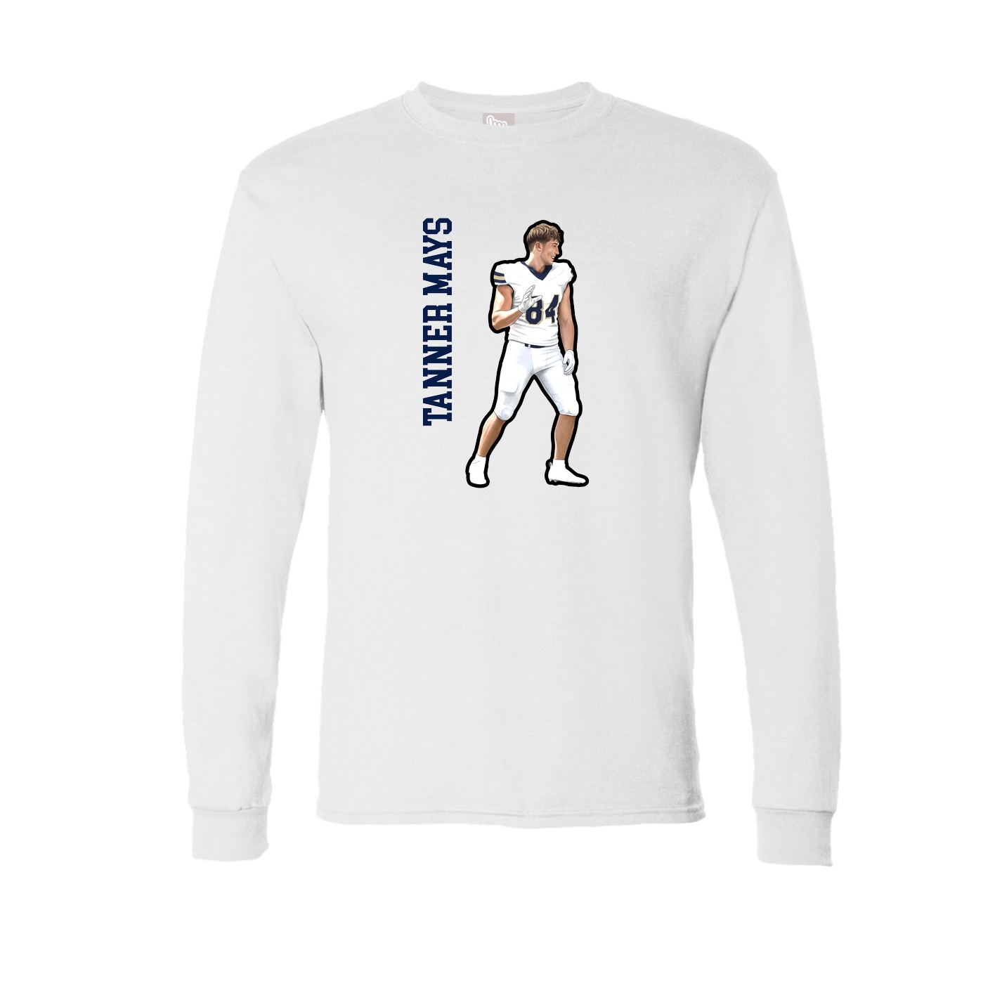 Long Sleeve Tee — Name Vertical in White