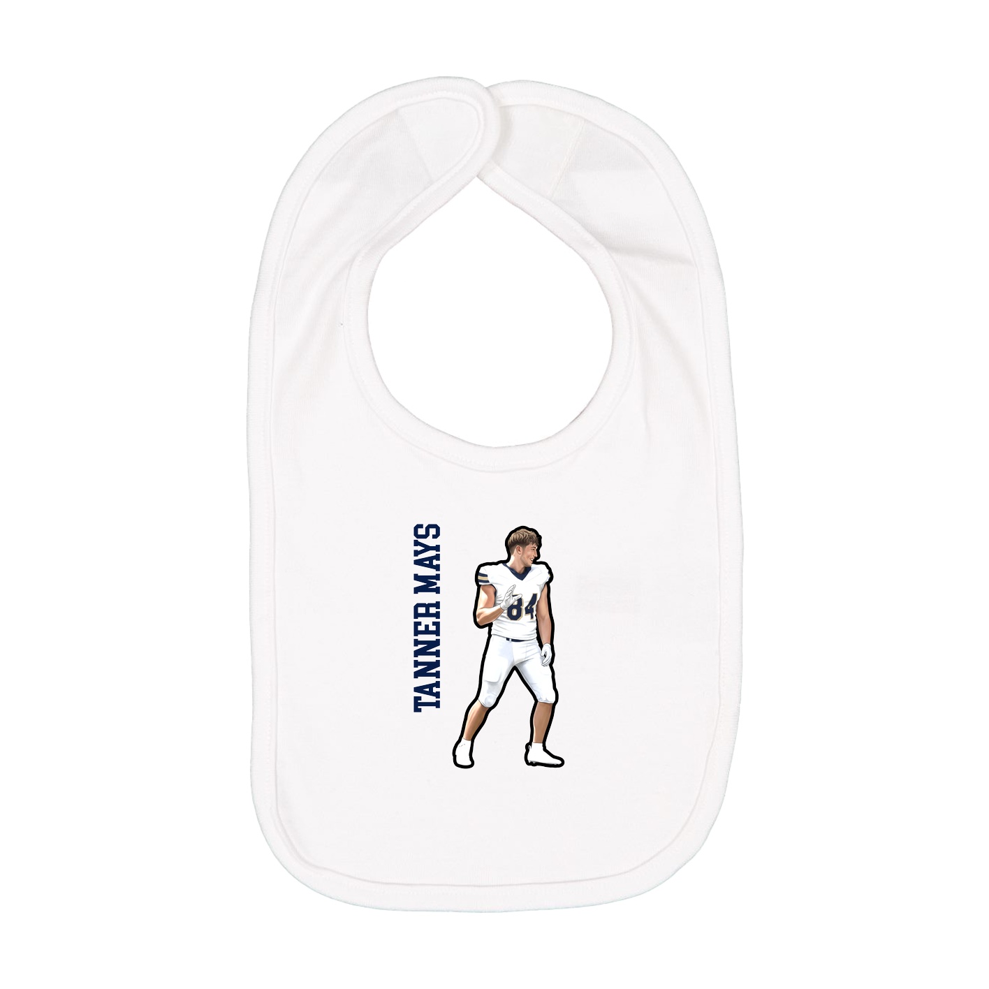 Infant Bib — Name Vertical in White