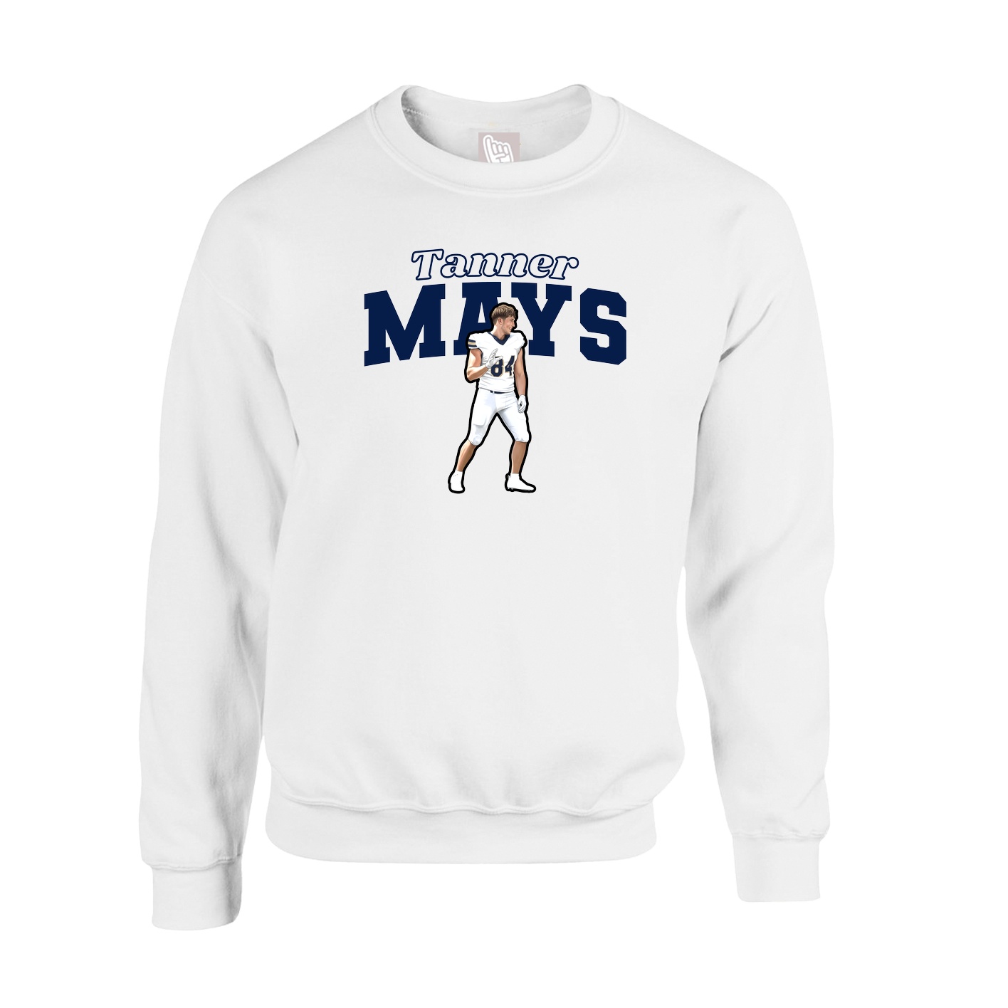 Fleece Crew — Name Arch in White