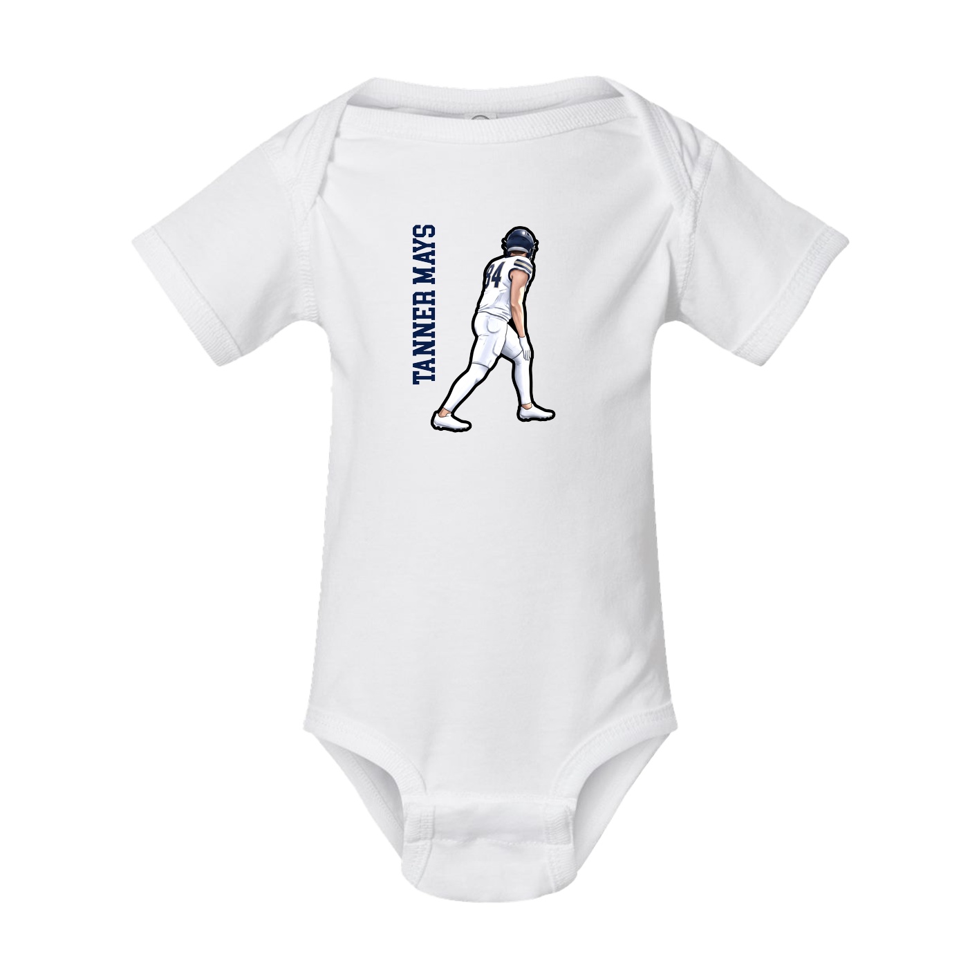 Baby Onesie — Name Vertical in White