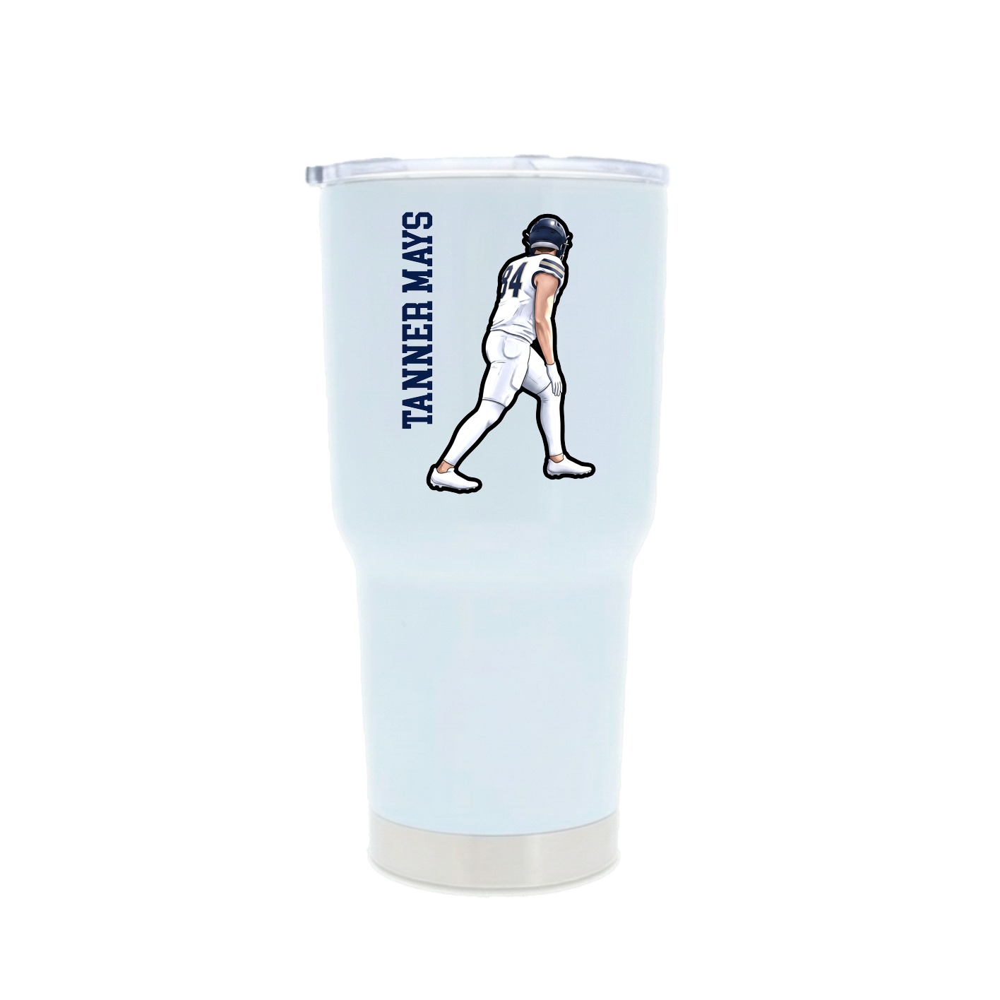 30oz Stainless Steel Tumbler — Name Vertical in White