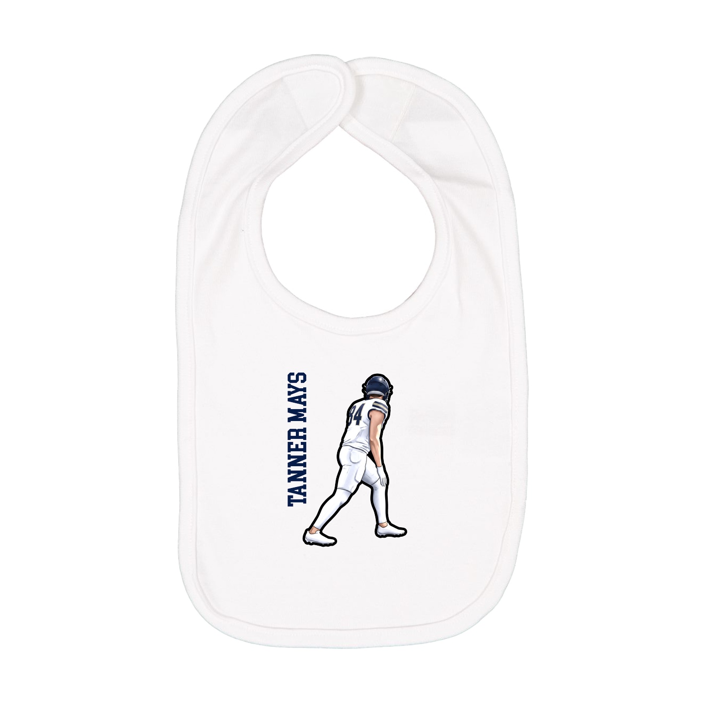Infant Bib — Name Vertical in White