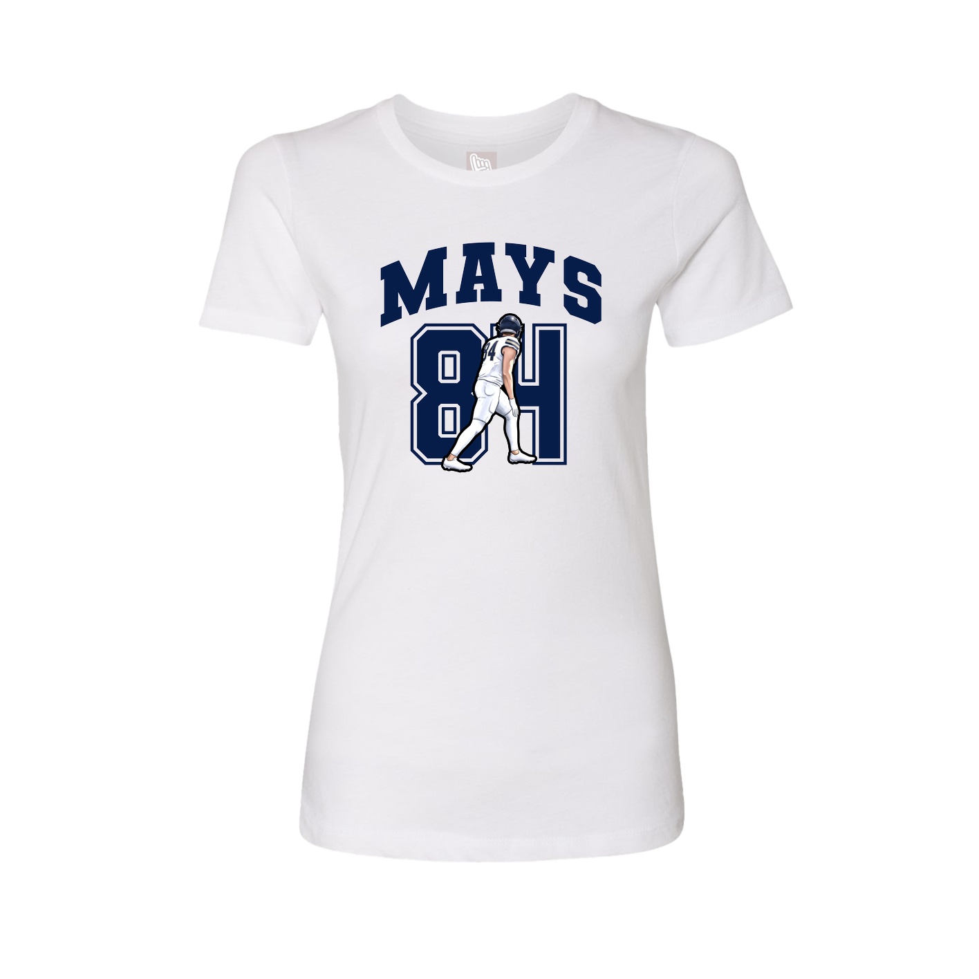 Fitted Women's Tee — Number in White