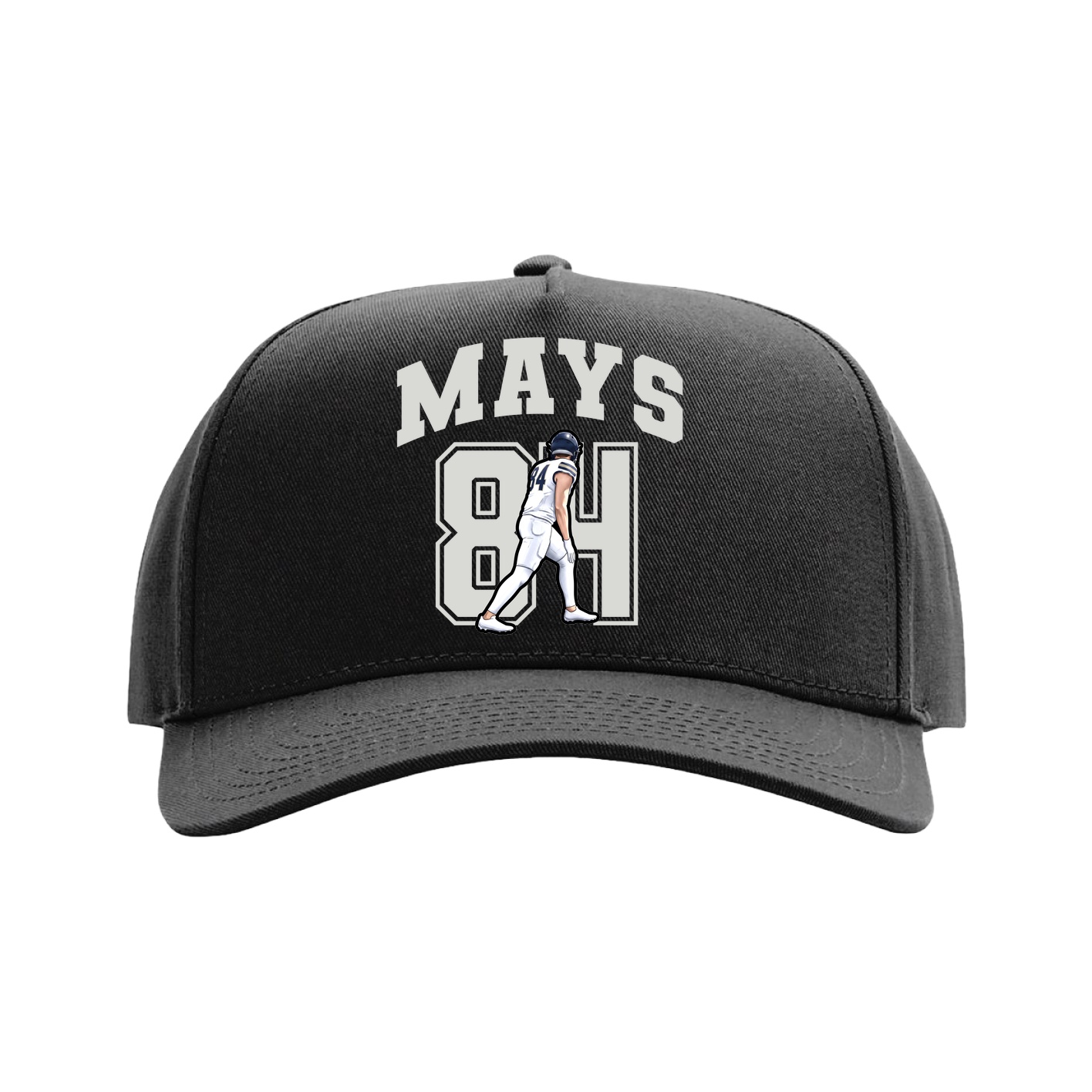 Full Fabric Five-Panel Champ Cap — Number in Black