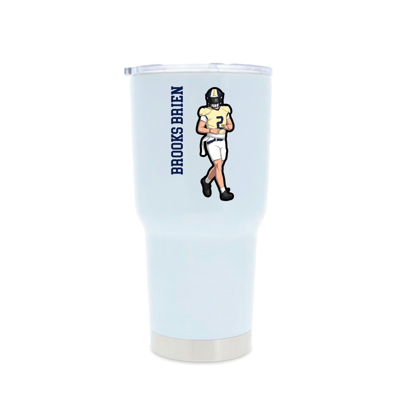 30oz Stainless Steel Tumbler — Name Vertical in White
