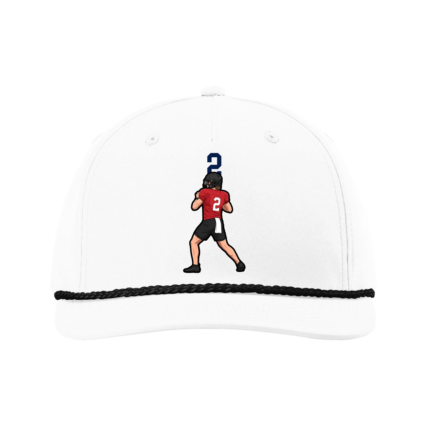 Five-Panel Classic Rope Cap — Number Top in White