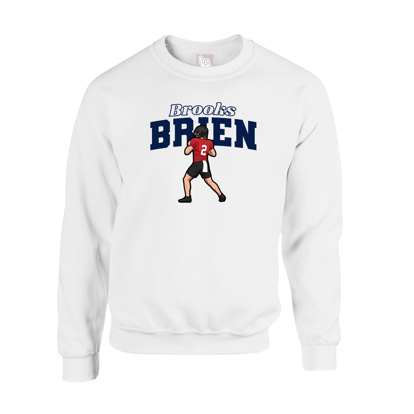 Fleece Crew — Name Arch in White