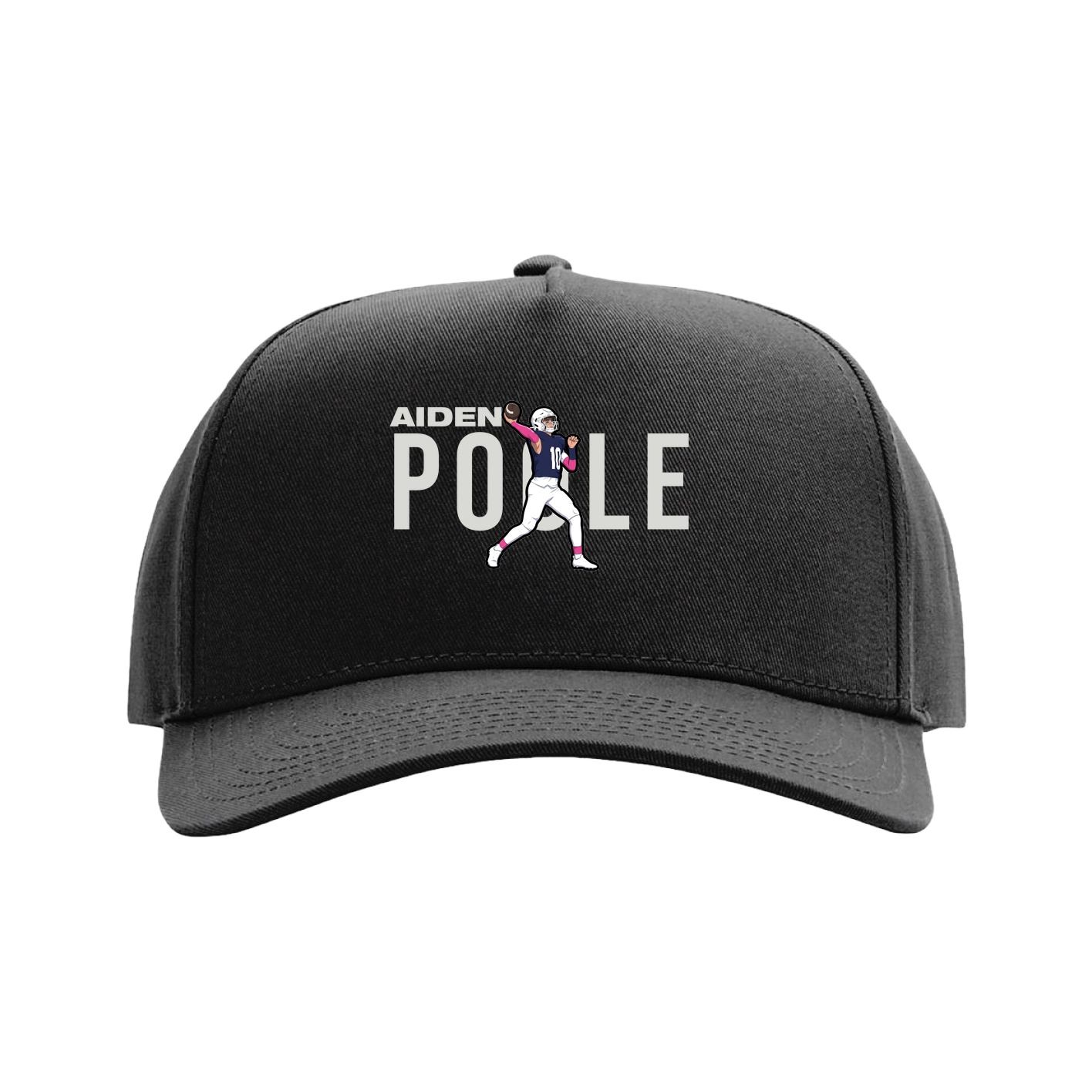 Full Fabric Five-Panel Champ Cap — Player Name in Black
