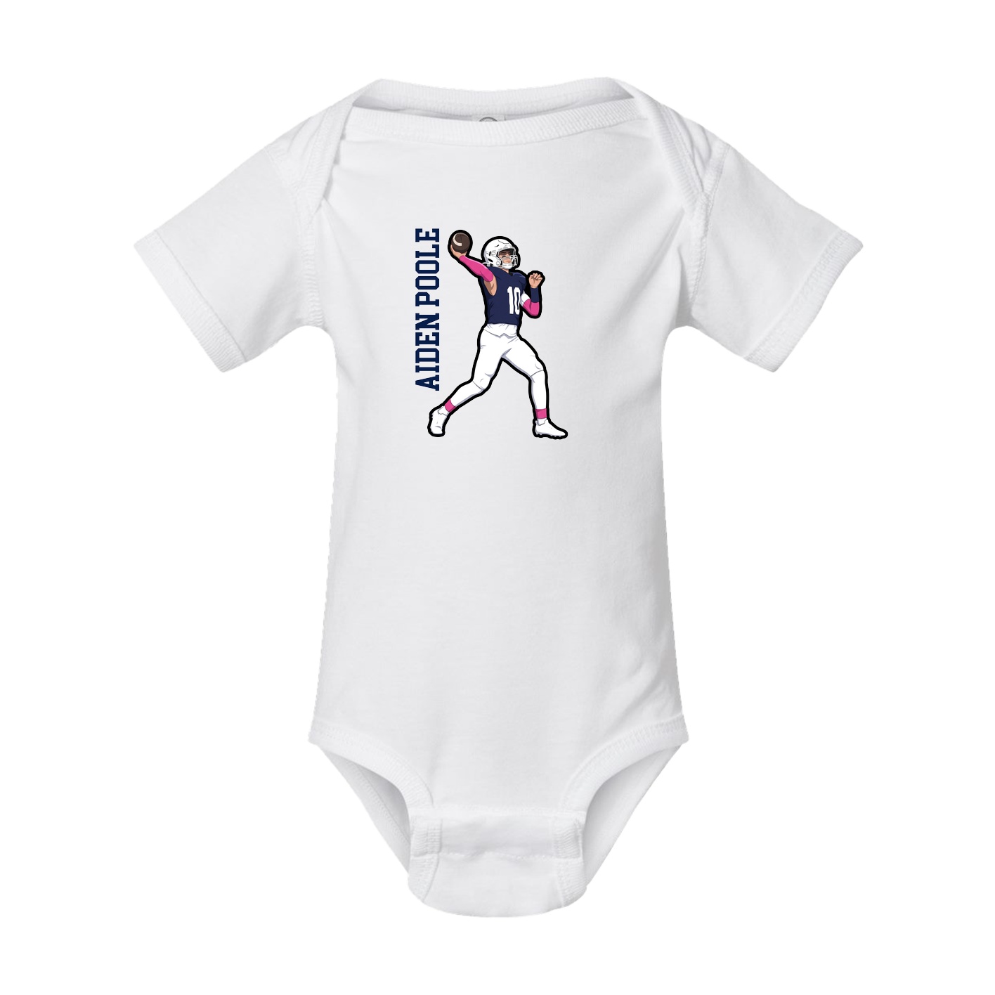 Baby Onesie — Name Vertical in White