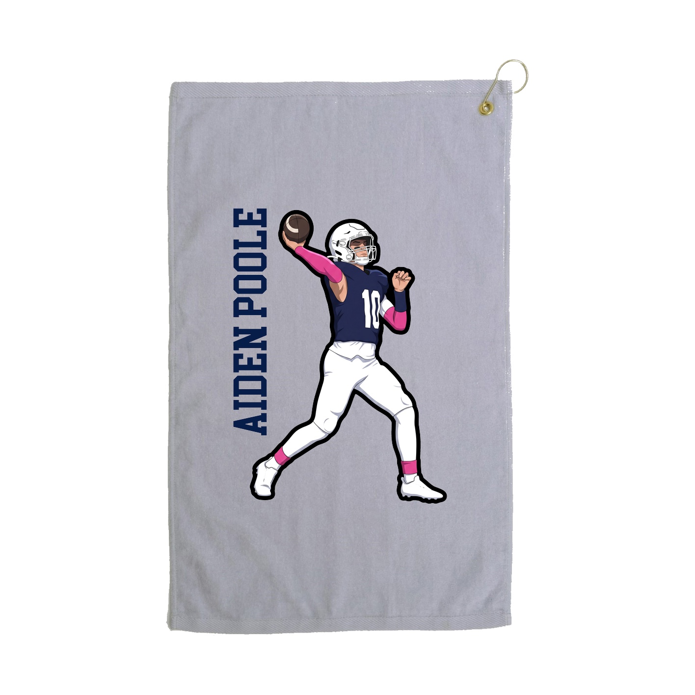 Golf Towel — Name Vertical in Grey