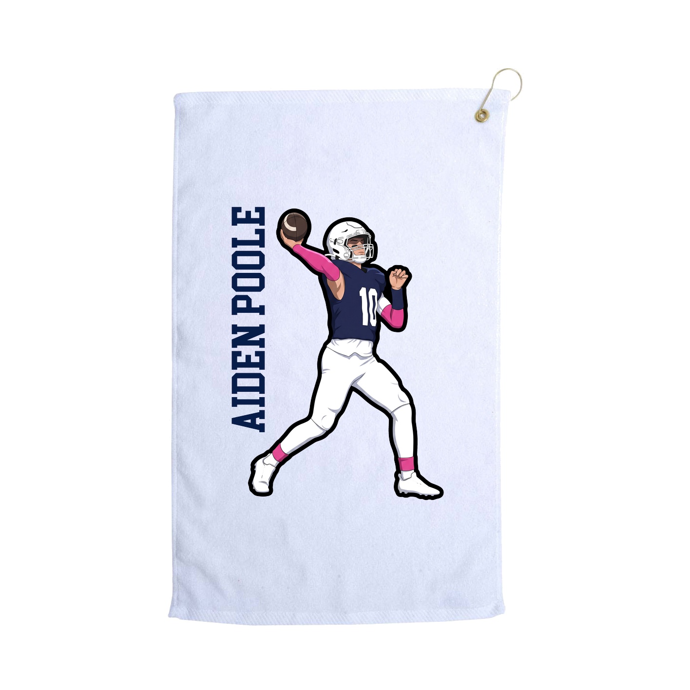 Golf Towel — Name Vertical in White